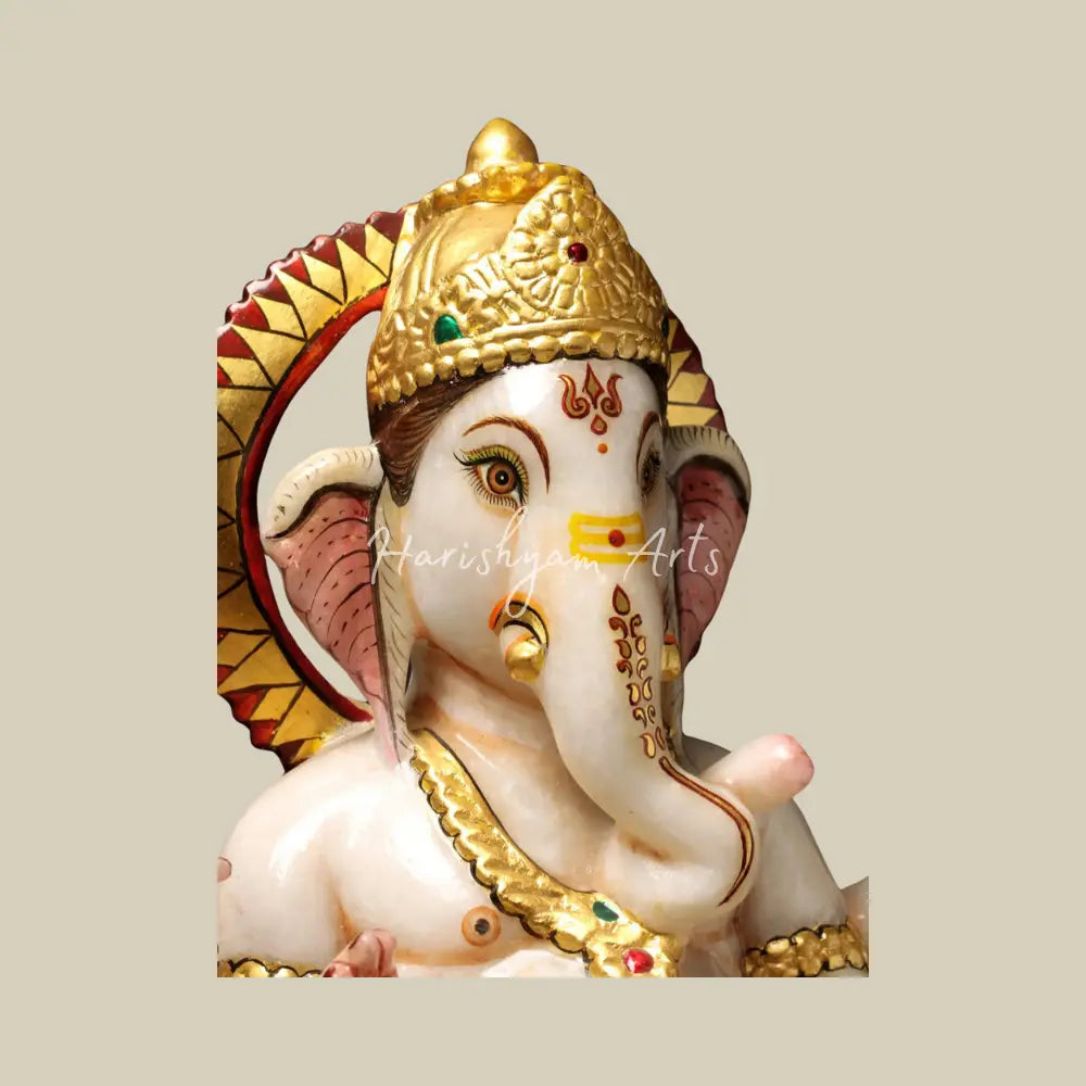 15" Marble Ganesha Murti for Home & Temple