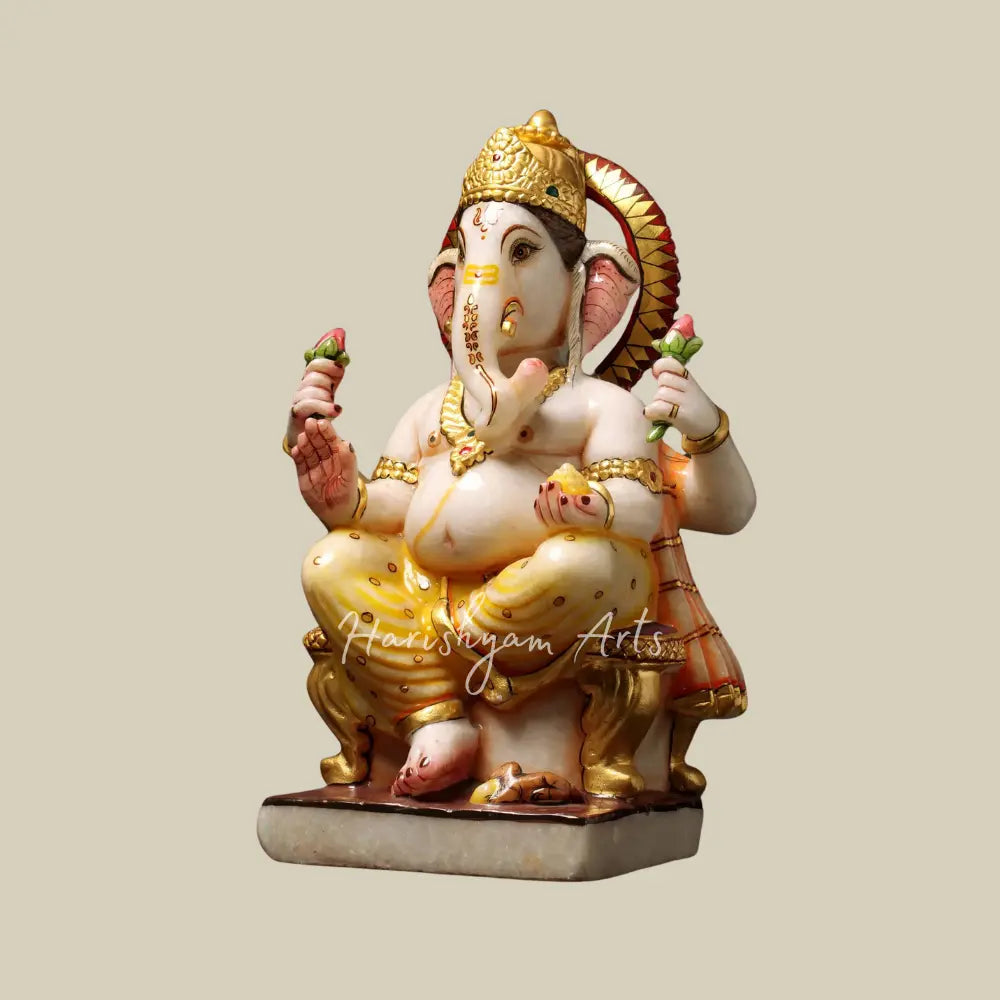 15" Marble Ganesha Murti for Home & Temple