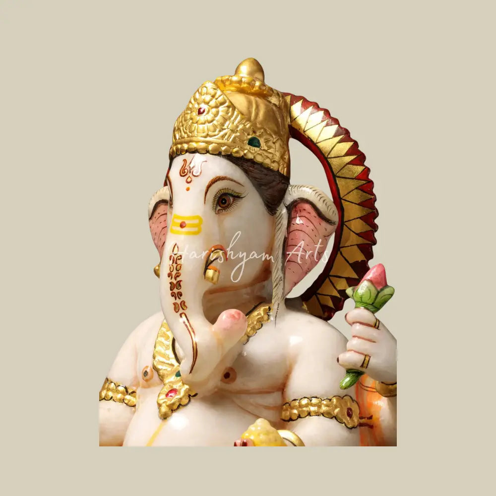 15" Marble Ganesha Murti for Home & Temple