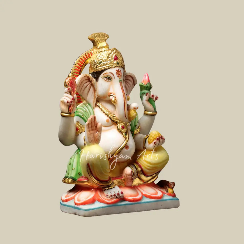 15" Marble Ganpati Statue in Blessing Position