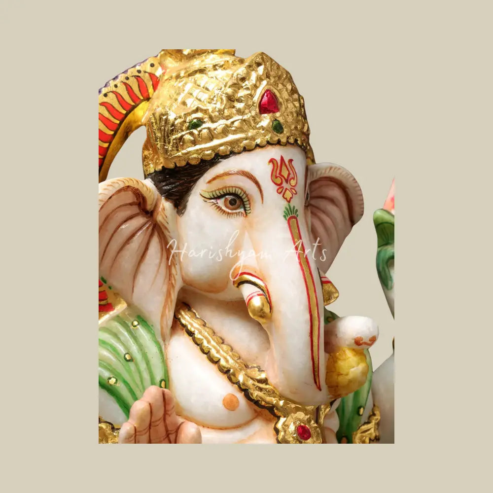 15" Marble Ganpati Statue in Blessing Position