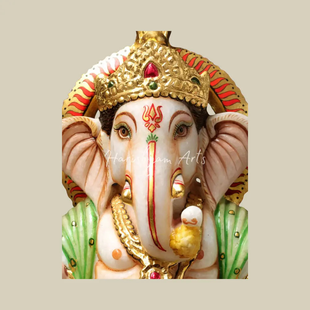 15" Marble Ganpati Statue in Blessing Position