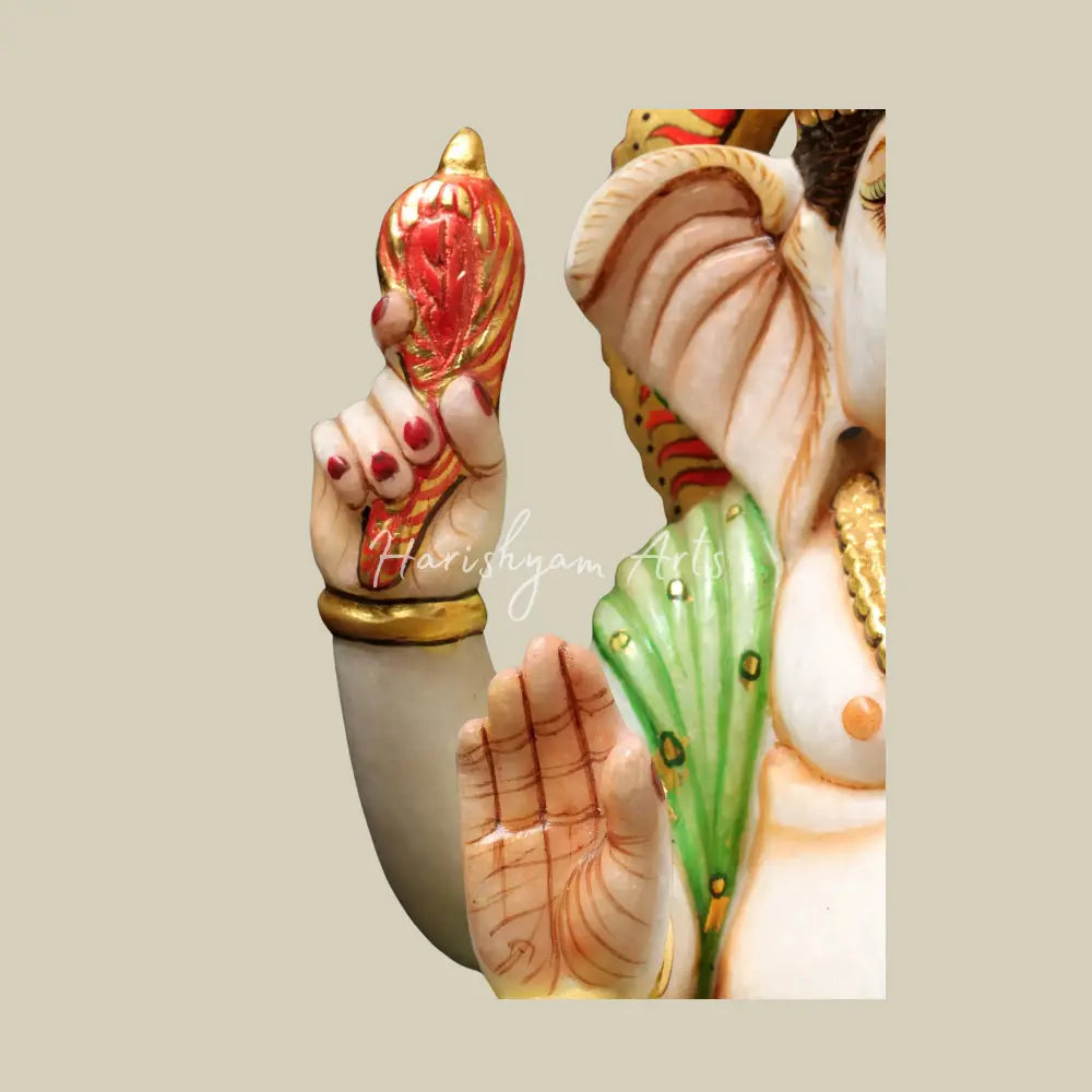 15" Marble Ganpati Statue in Blessing Position