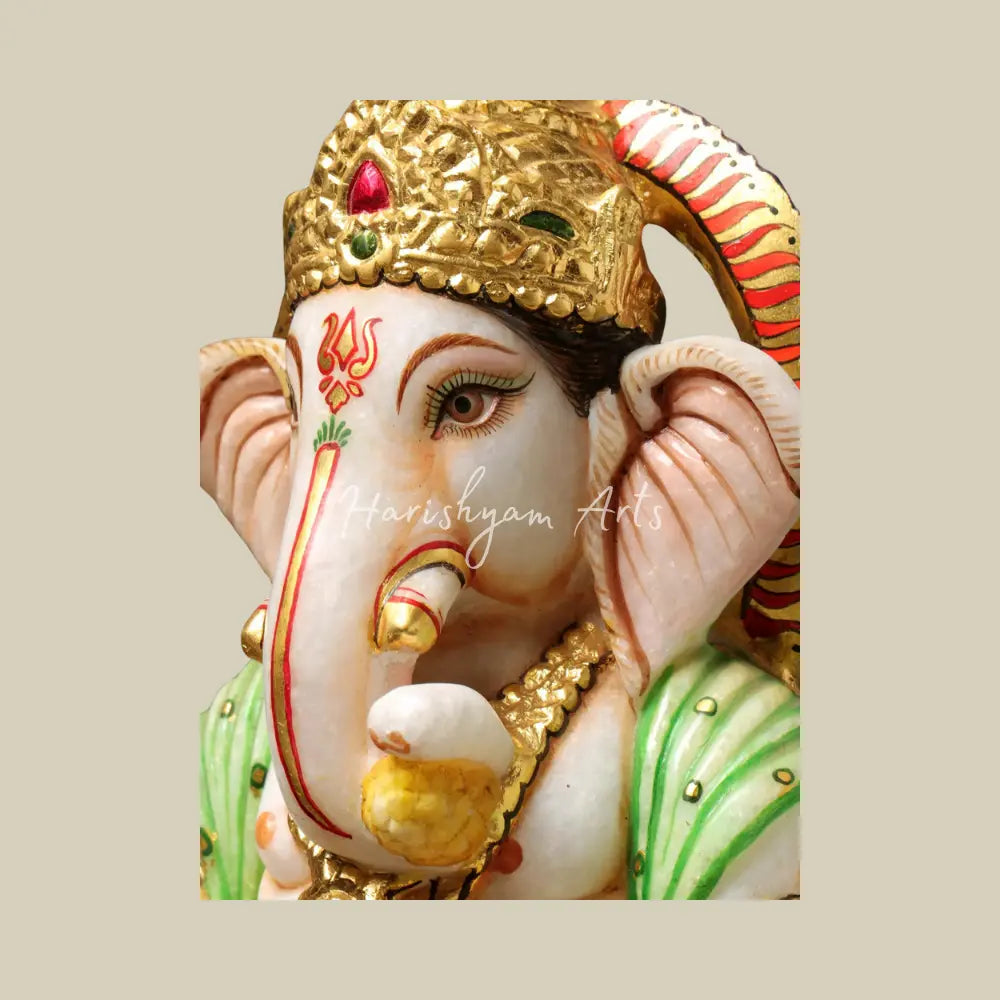 15" Marble Ganpati Statue in Blessing Position