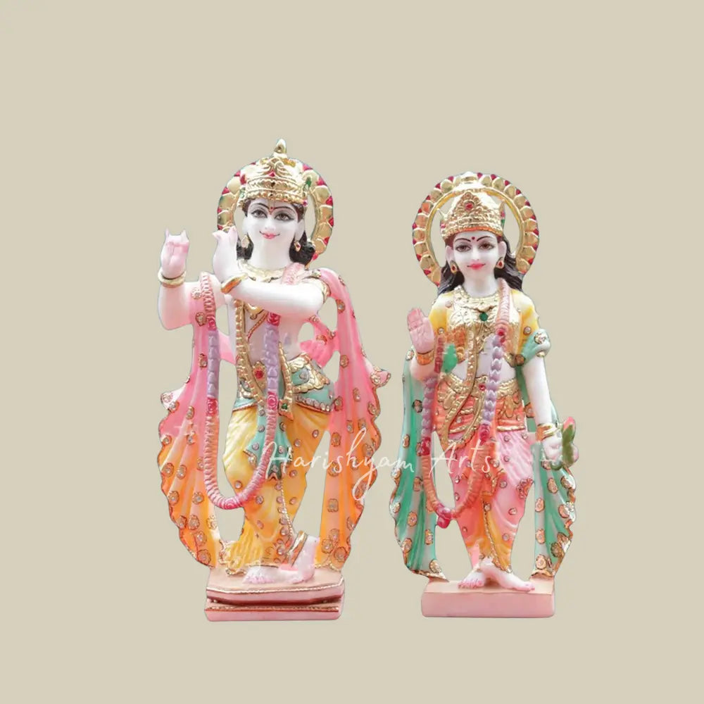 15" Radha And Krishna Makrana Marble Idol