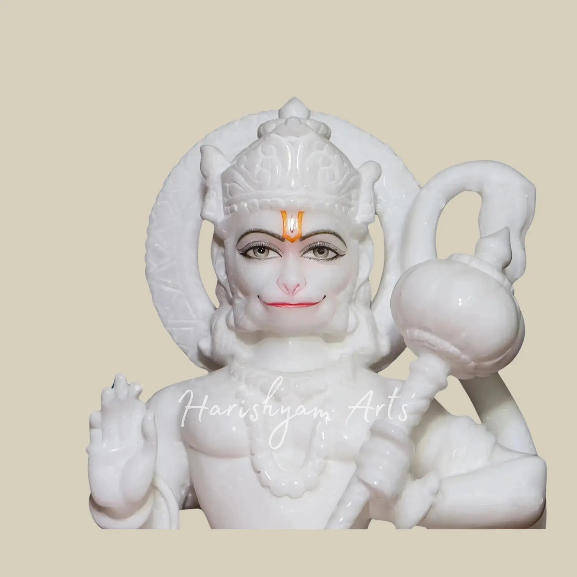 15 inches White Marble Hanuman Statue For Worship1