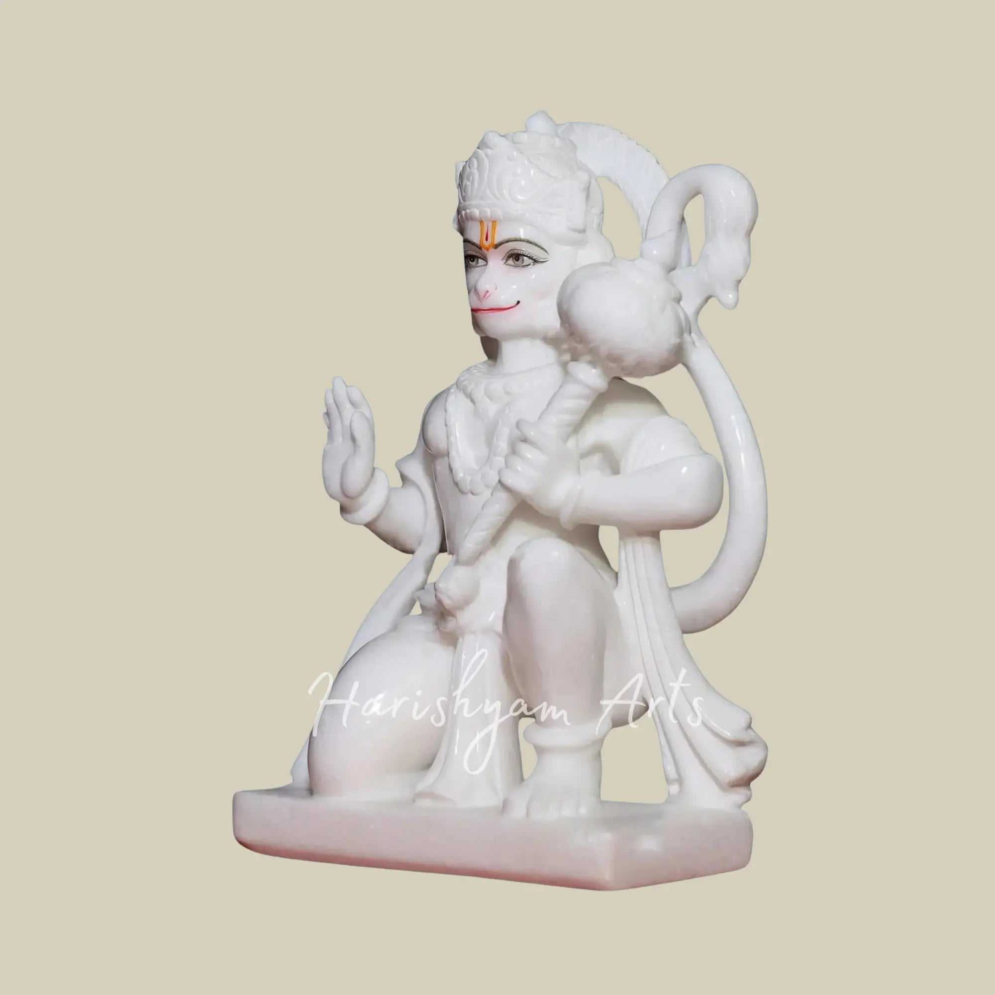 15 inches White Marble Hanuman Statue For Worship2