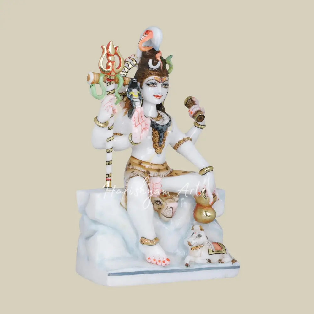 15" White Marble Mahadev Statue