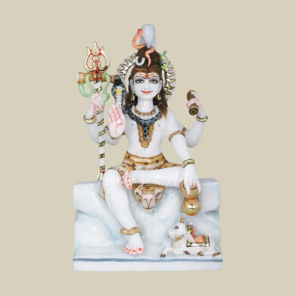 15" White Marble Mahadev Statue