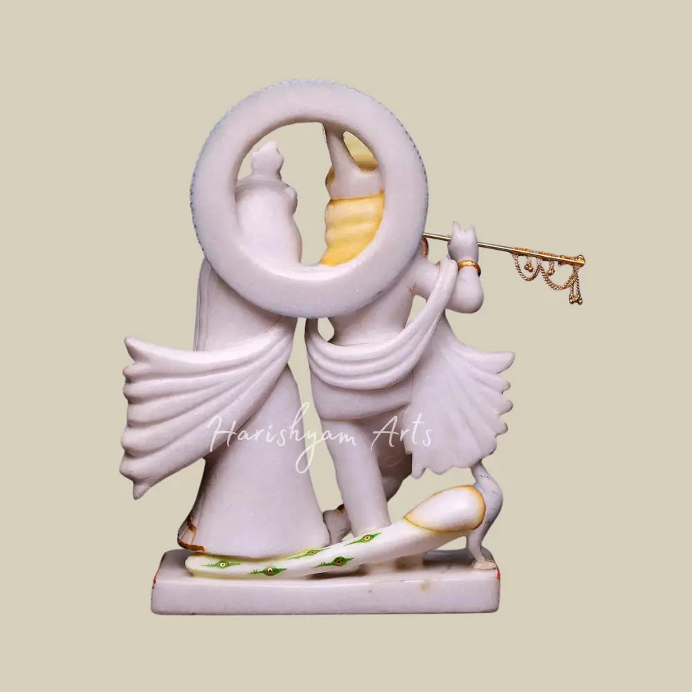 15" White Marble Radha Krishna Murti