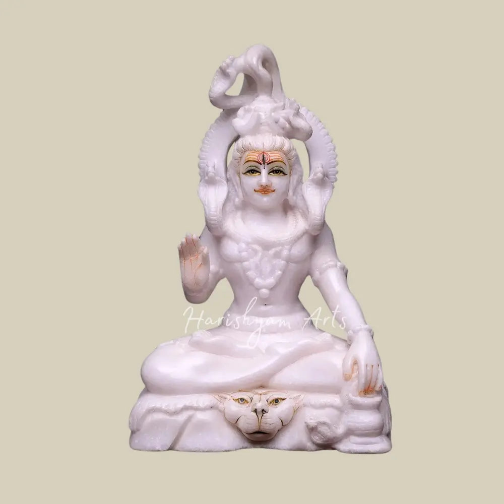 15" White Marble Shiva Statue