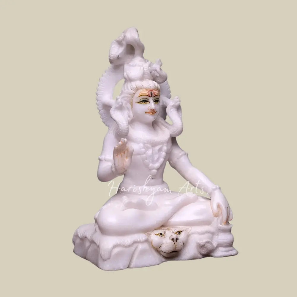 15" White Marble Shiva Statue