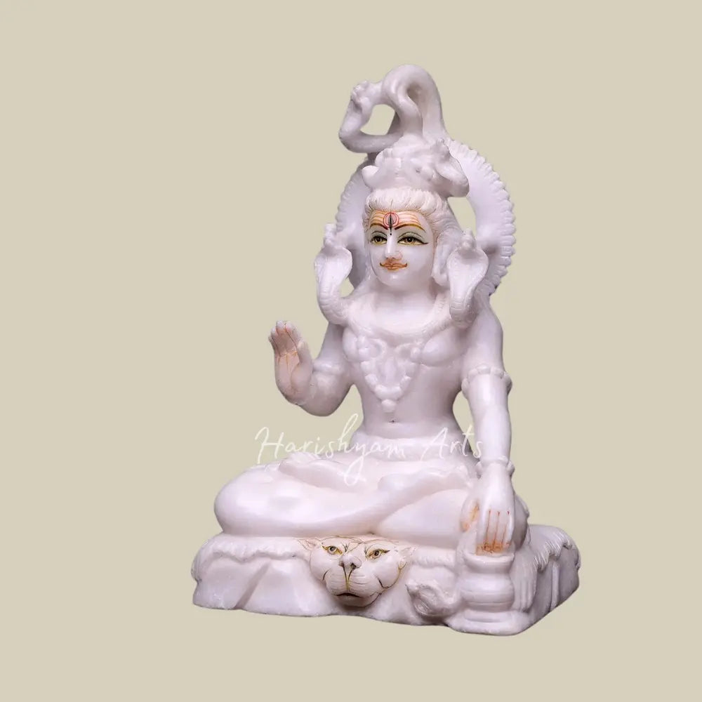 15" White Marble Shiva Statue