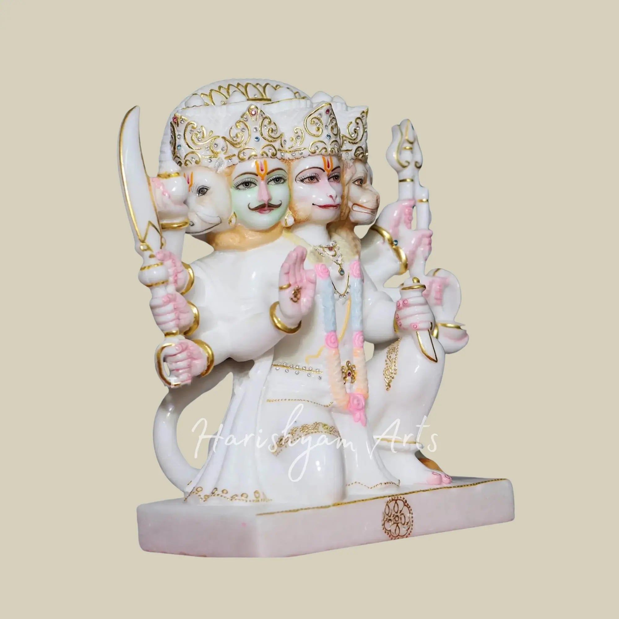 15 inches panchmukhi hanuman marble idol