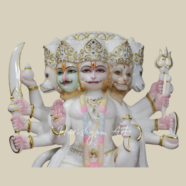 15 inches panchmukhi hanuman marble idol