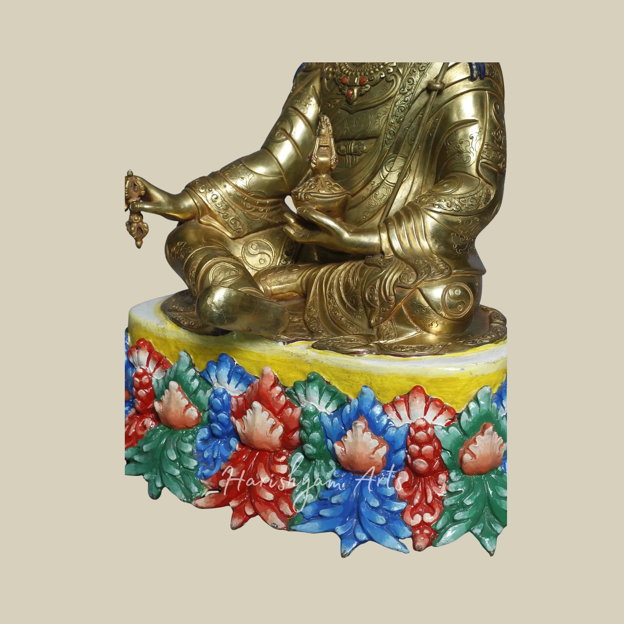 16" Copper Gold Plated Guru Padmasambhava Statue Tibetan Buddhist Deity from Nepal