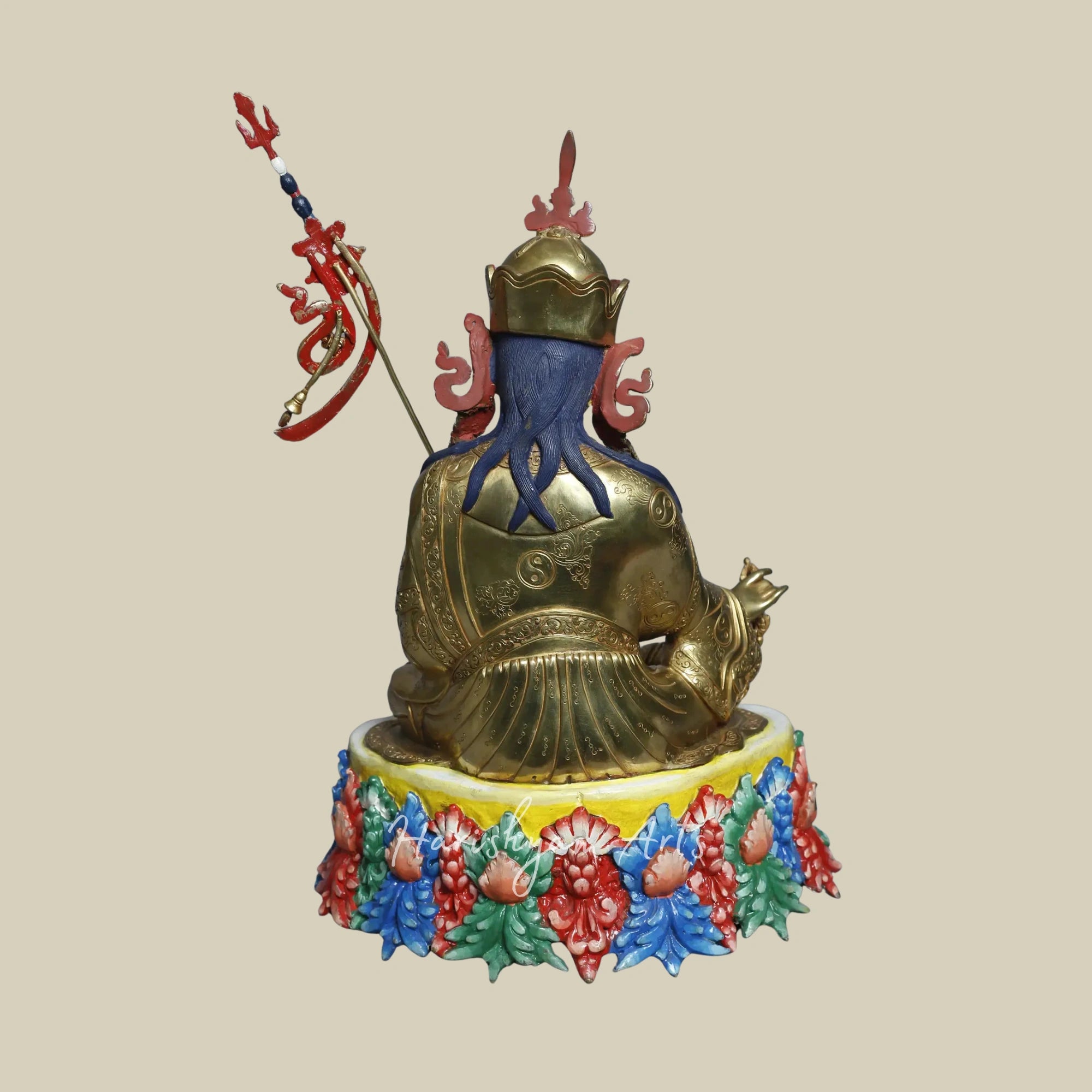 16" Copper Gold Plated Guru Padmasambhava Statue Tibetan Buddhist Deity from Nepal