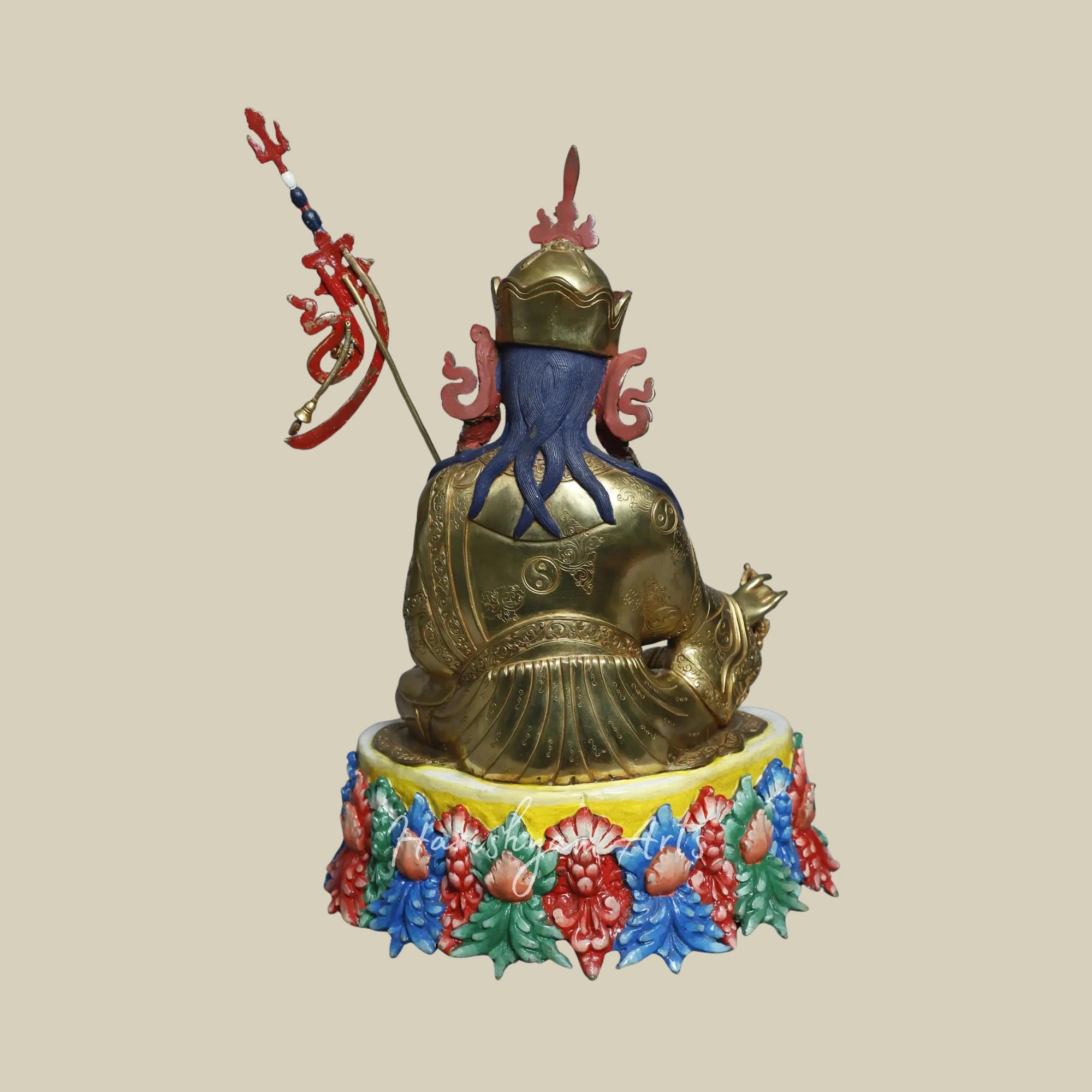 16" Copper Gold Plated Guru Padmasambhava Statue Tibetan Buddhist Deity from Nepal