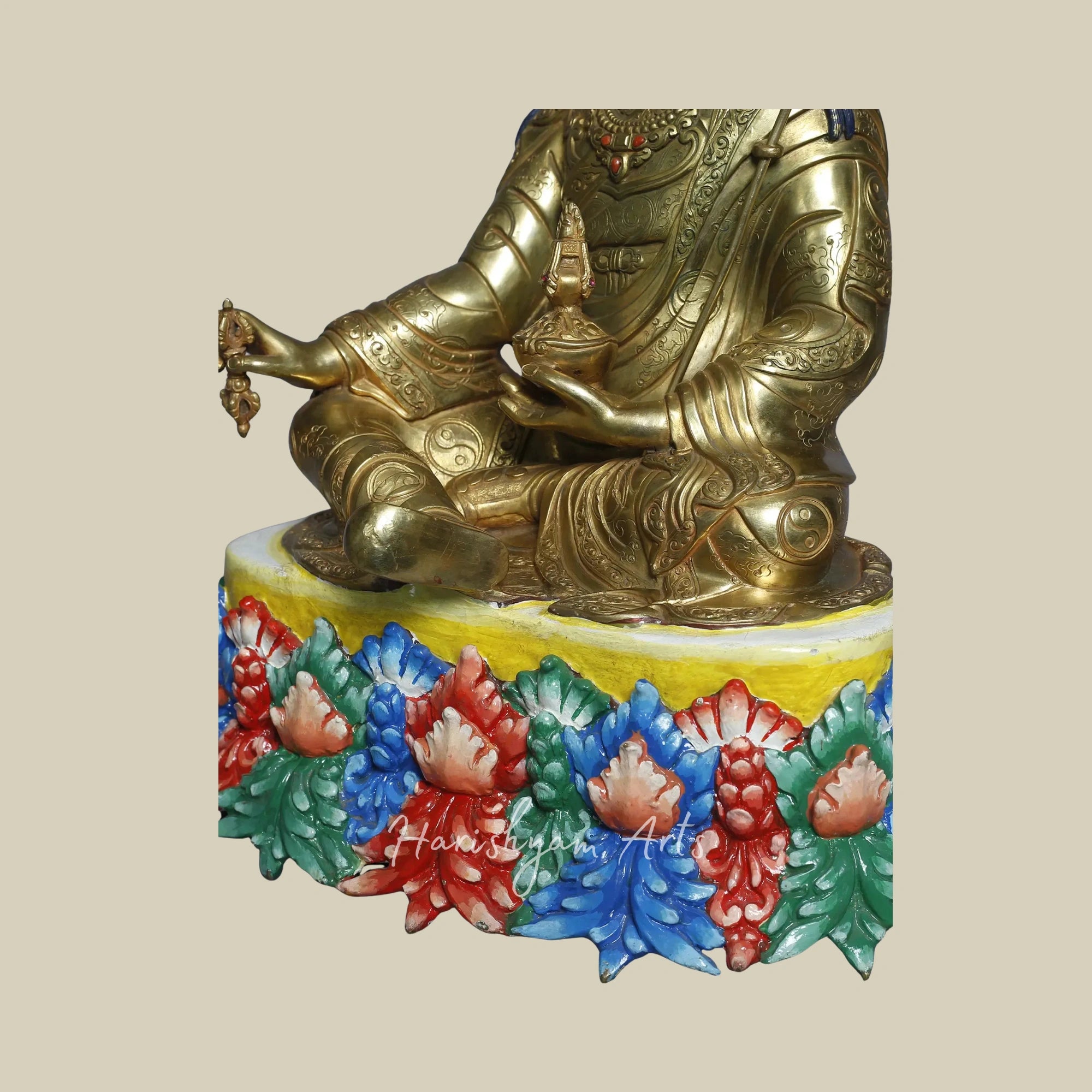 16" Copper Gold Plated Guru Padmasambhava Statue Tibetan Buddhist Deity from Nepal