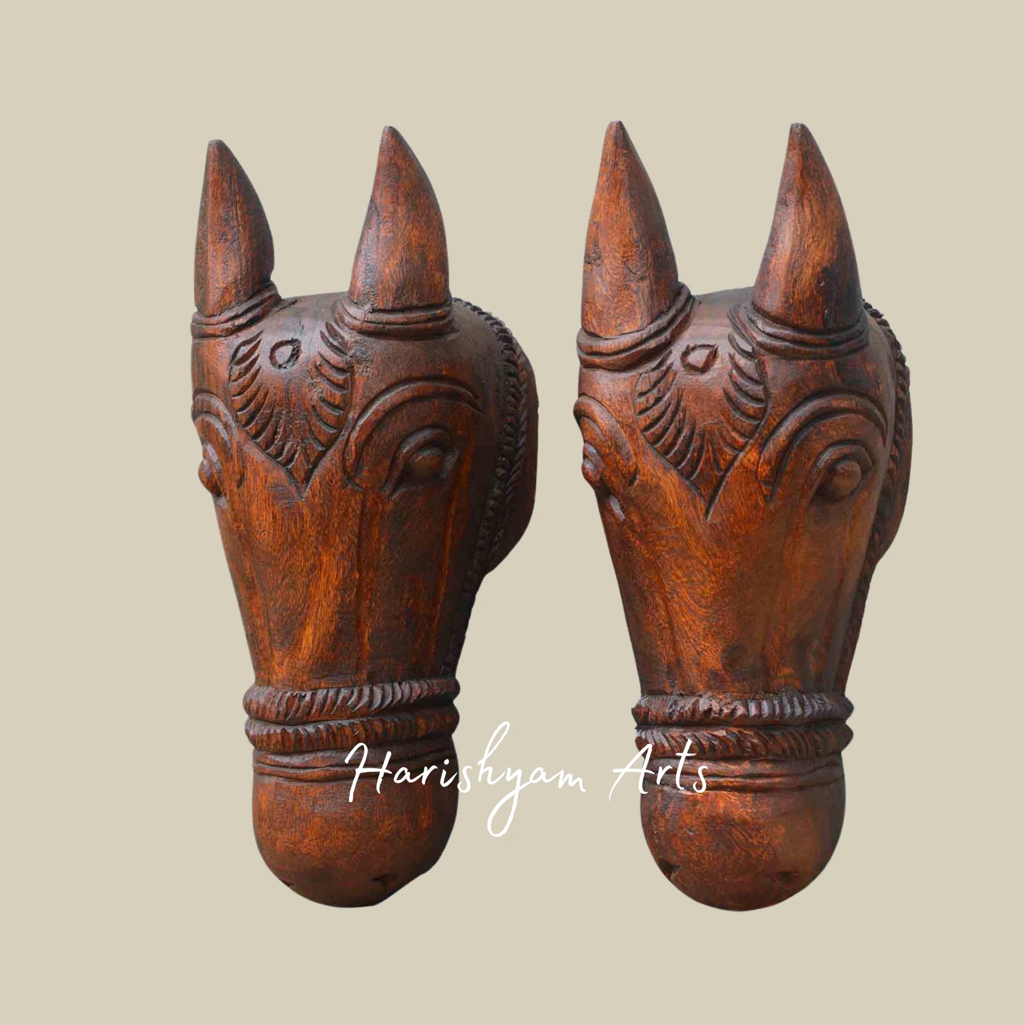 16" Decorative Wooden Cow Head Wall Brackets