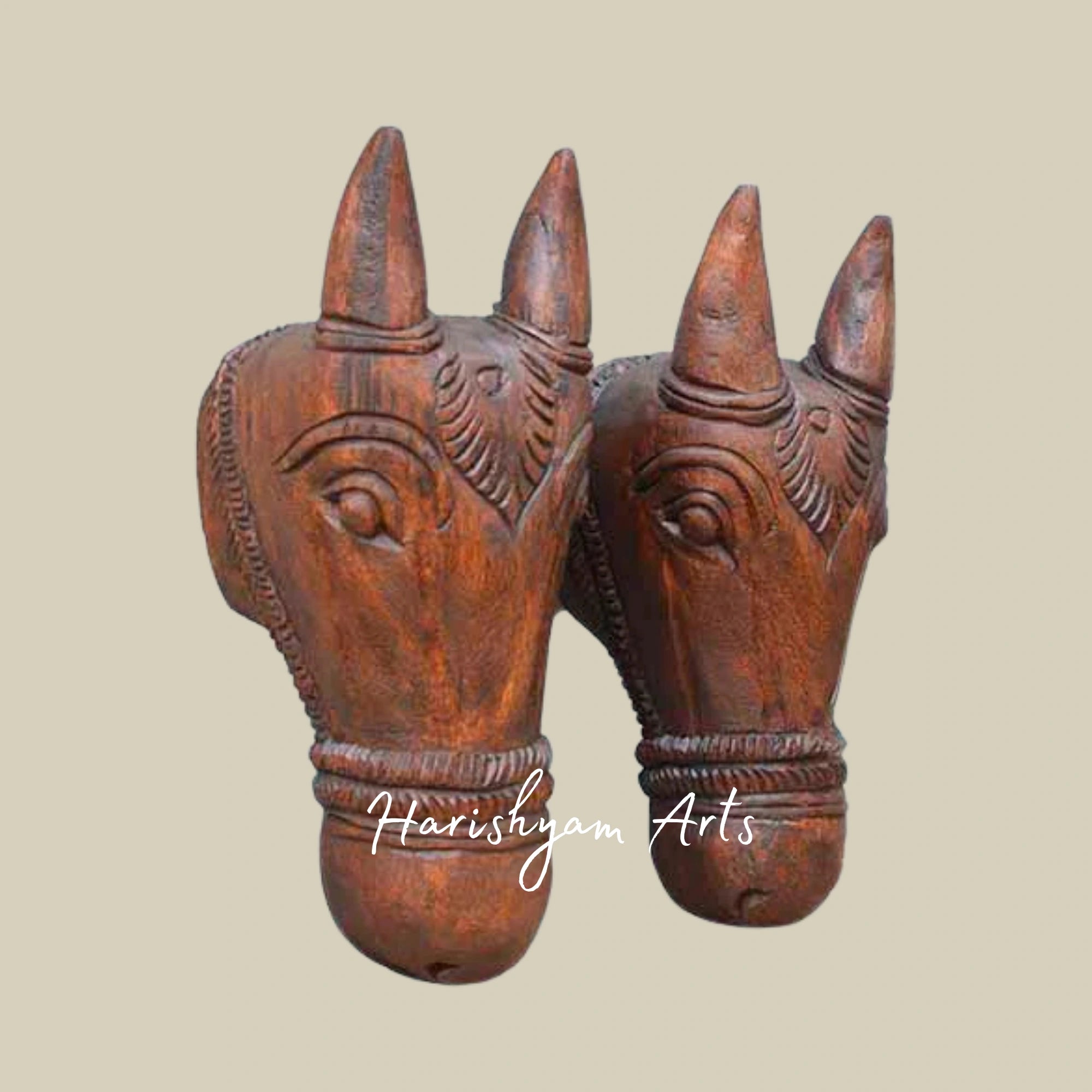 16" Decorative Wooden Cow Head Wall Brackets