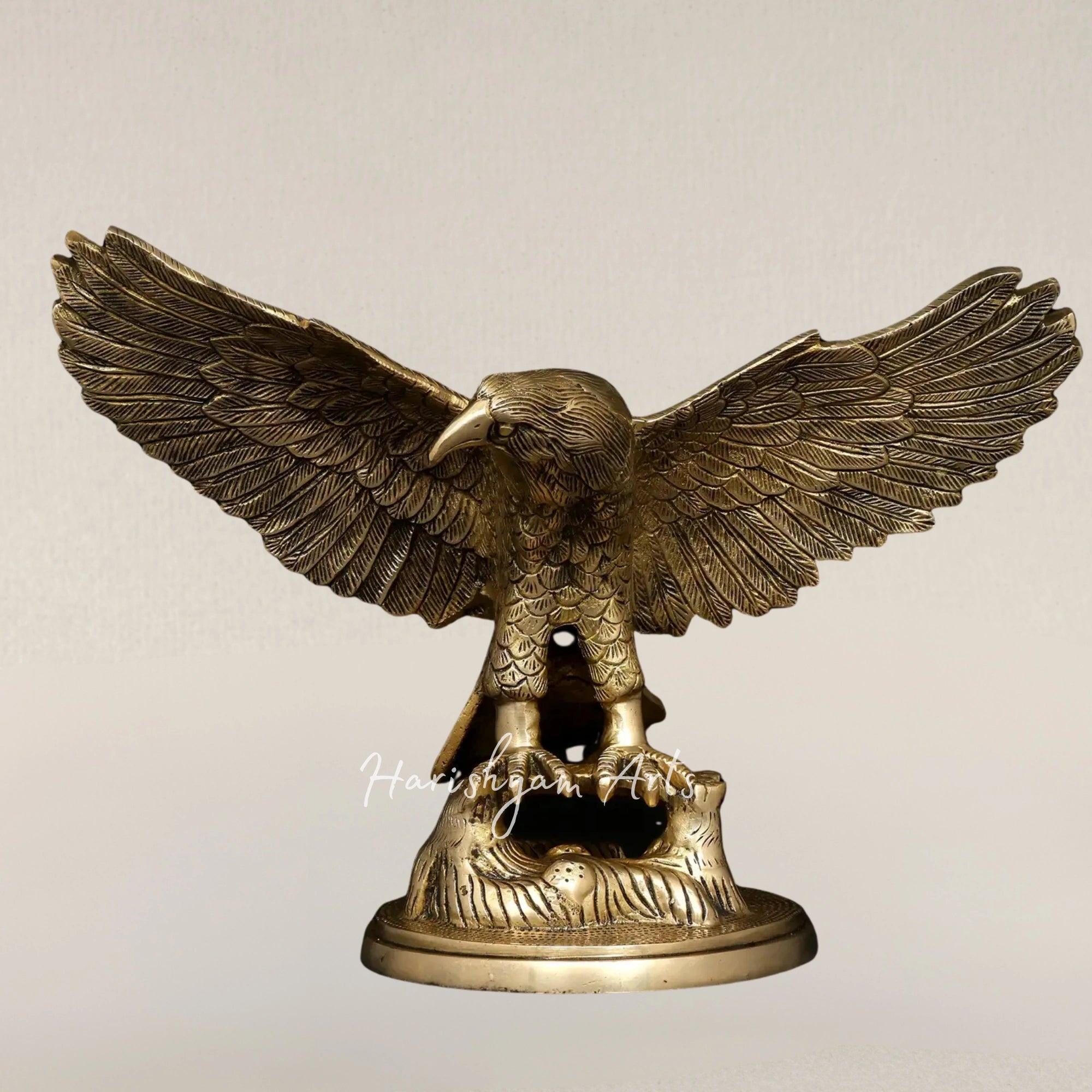 16" Majestic Brass Eagle with Outstretched Wings Home Display Statue