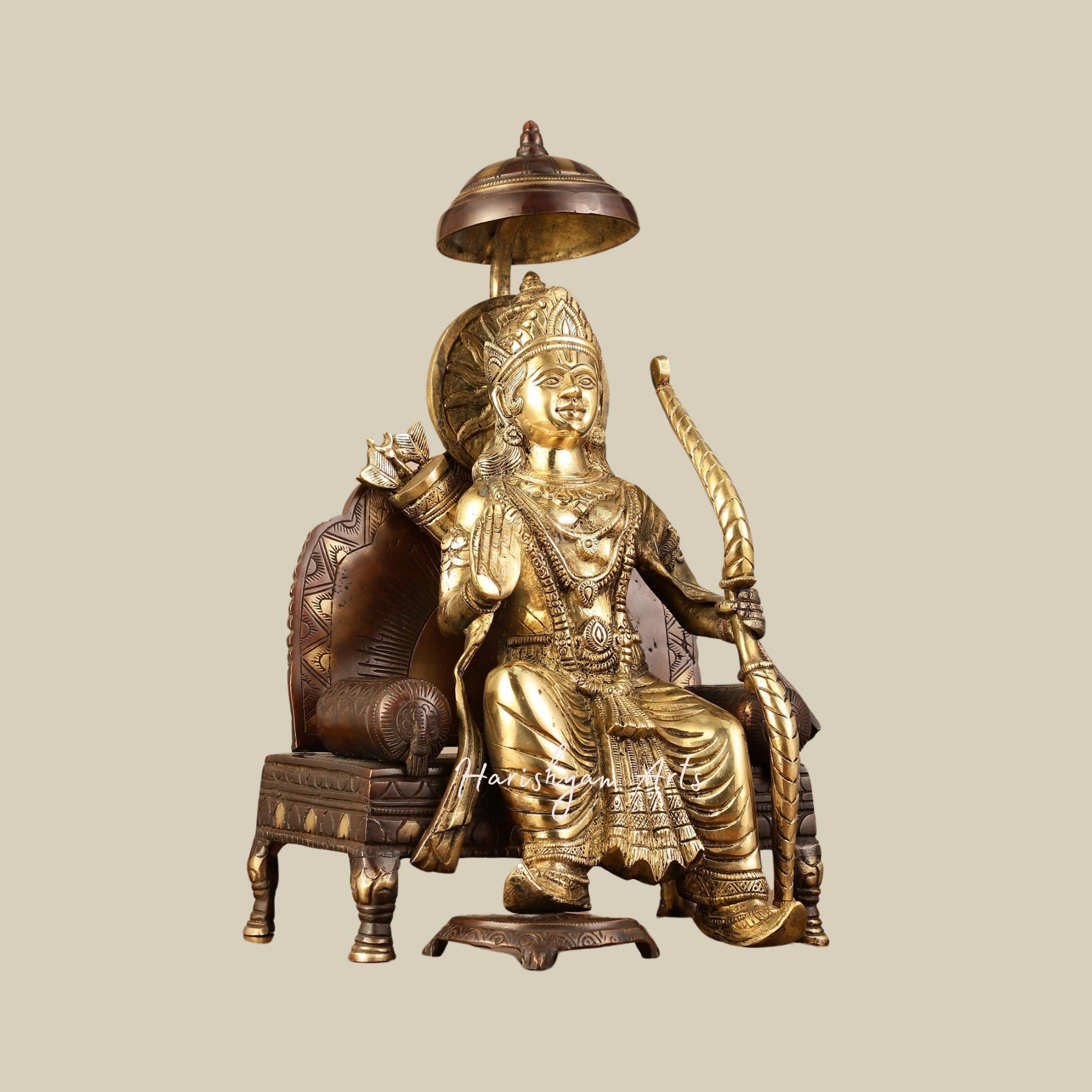 16" Pure Brass Seated Lord Ram Statue for Mandir and Home Decor1