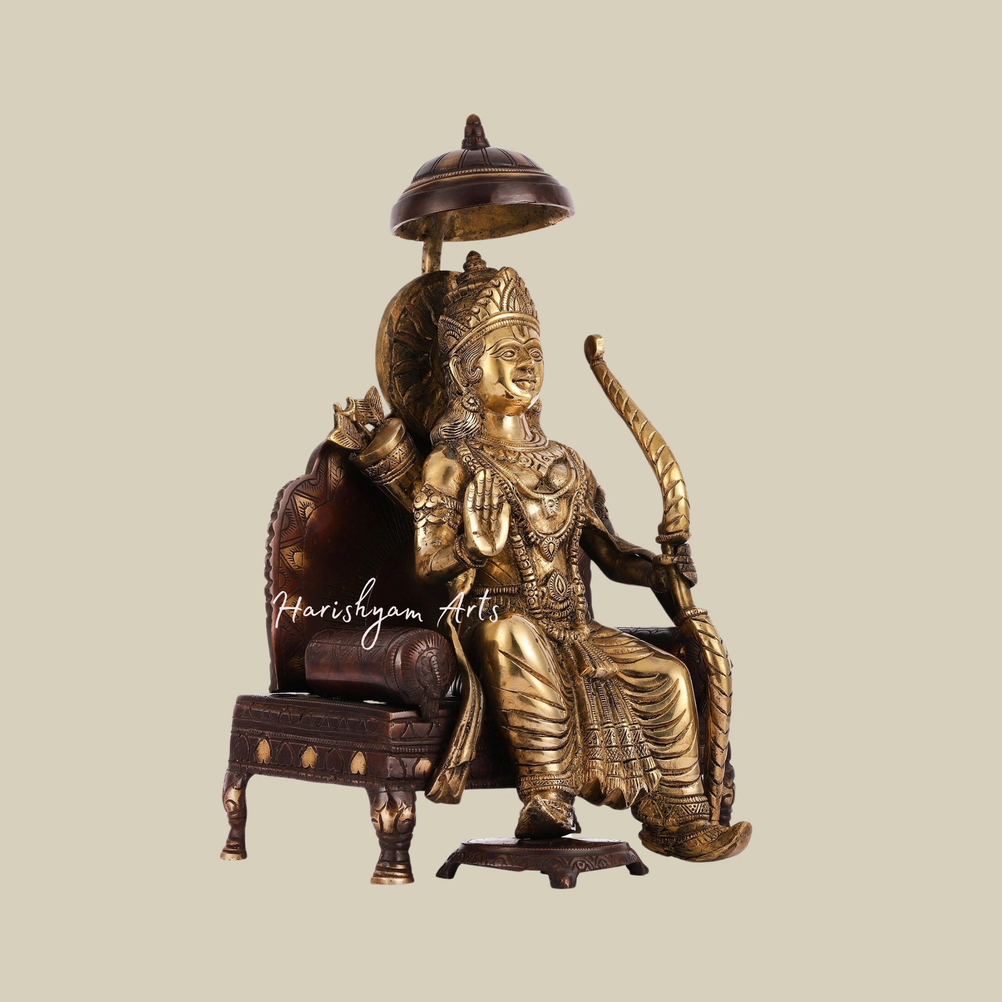 16" Pure Brass Seated Lord Ram Statue for Mandir and Home Decor2