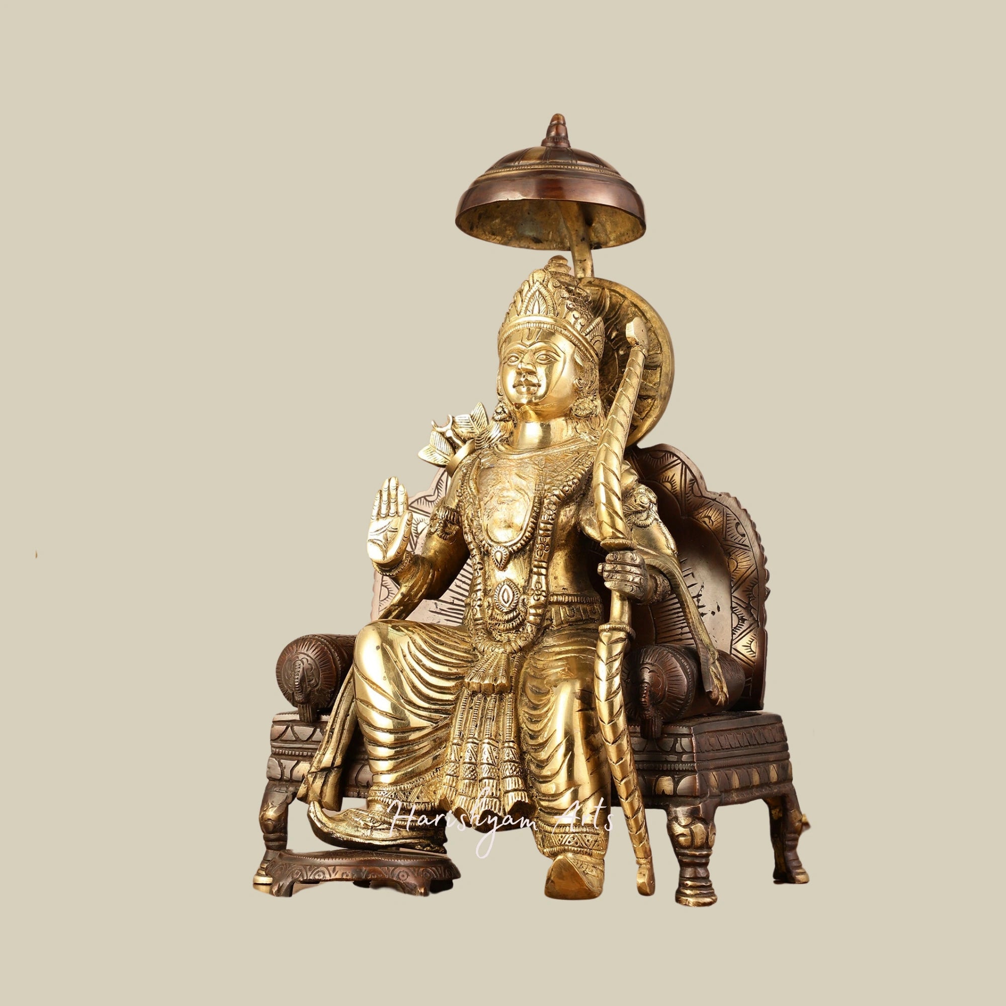 16" Pure Brass Seated Lord Ram Statue for Mandir and Home Decor3