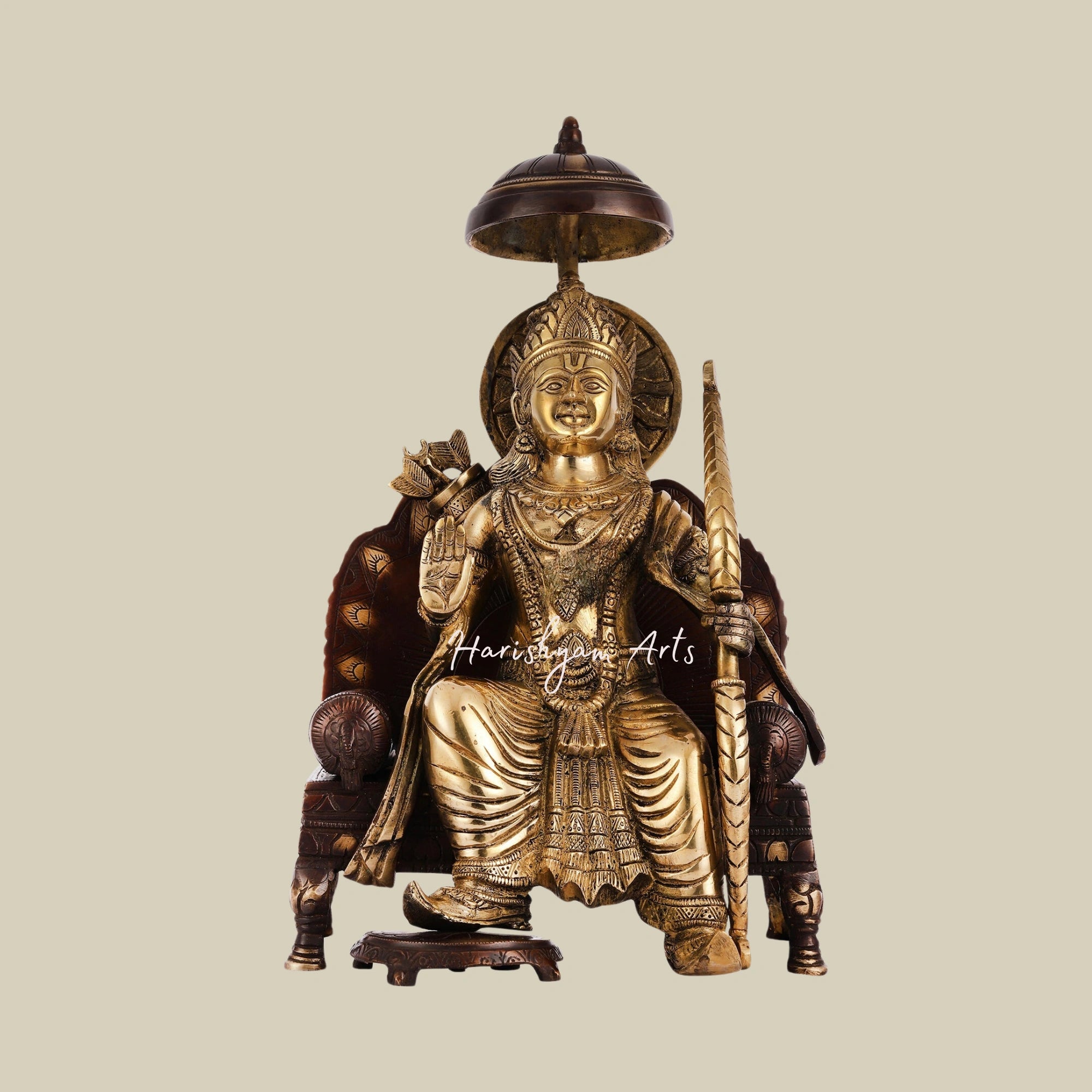 16" Pure Brass Seated Lord Ram Statue for Mandir and Home Decor5