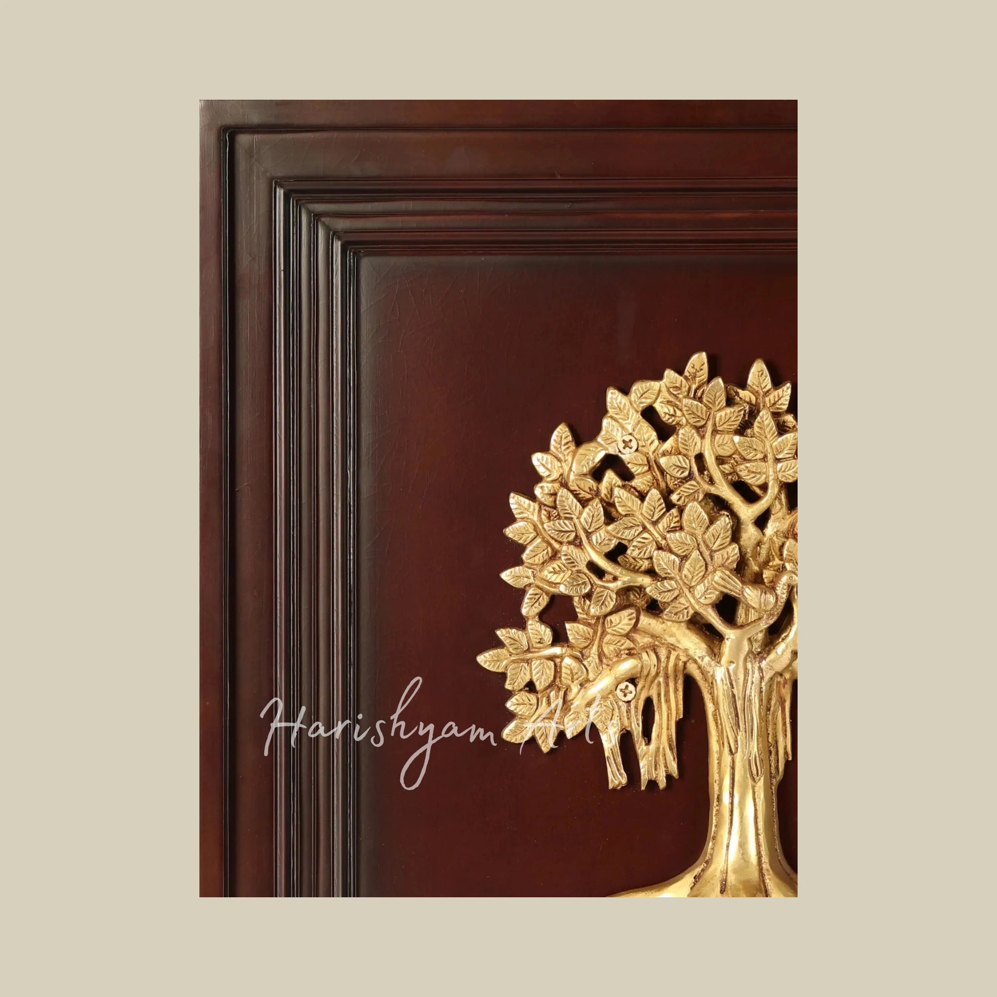 16" Sacred Kalpavriksha Tree Wall Decor in Wooden Frame for Home and Office