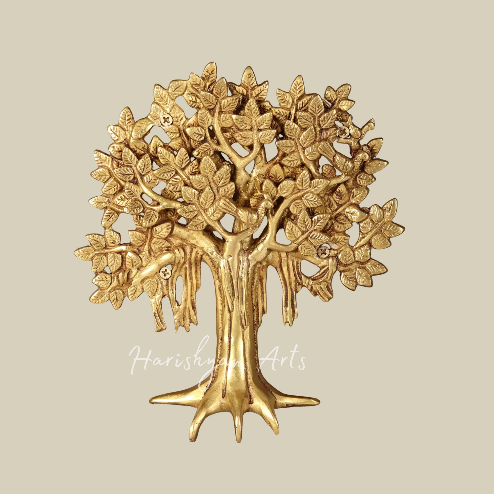 16" Sacred Kalpavriksha Tree Wall Decor in Wooden Frame for Home and Office