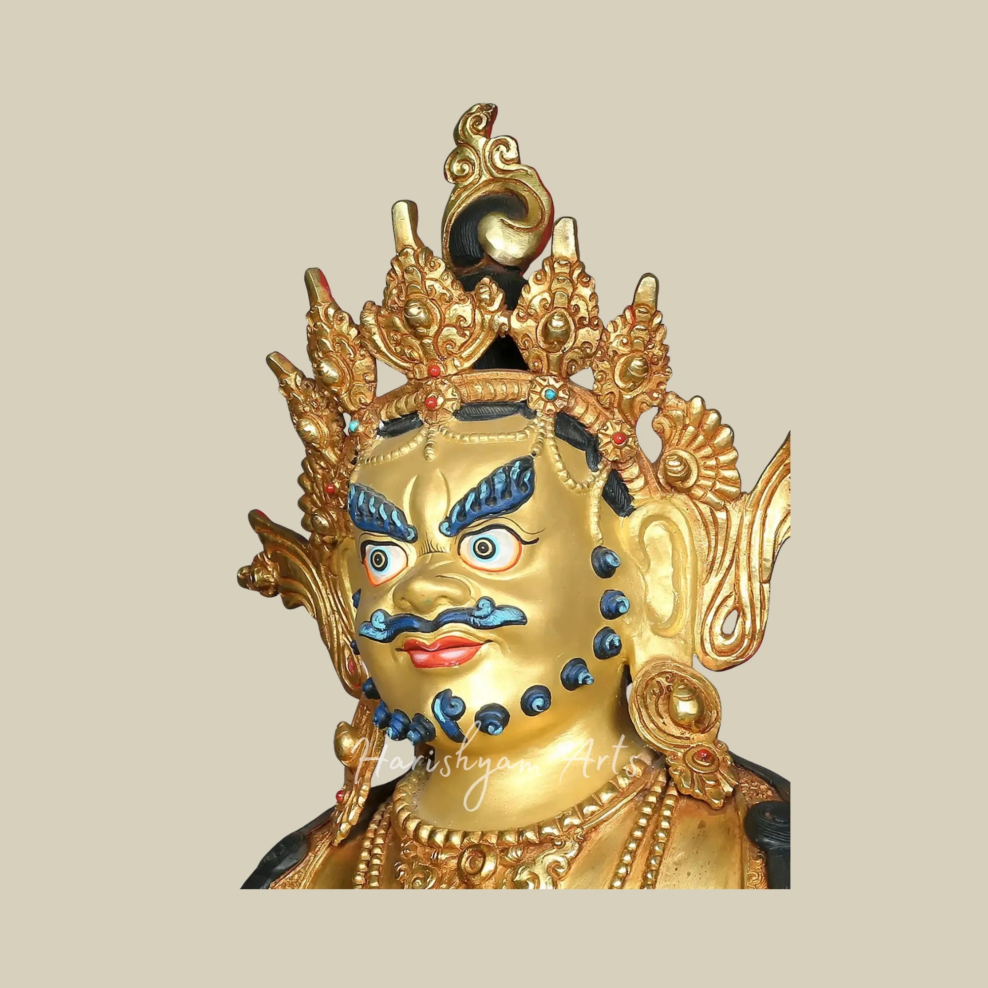 16" Seated Kubera Wealth Deity on Pedestal Handmade in Nepal