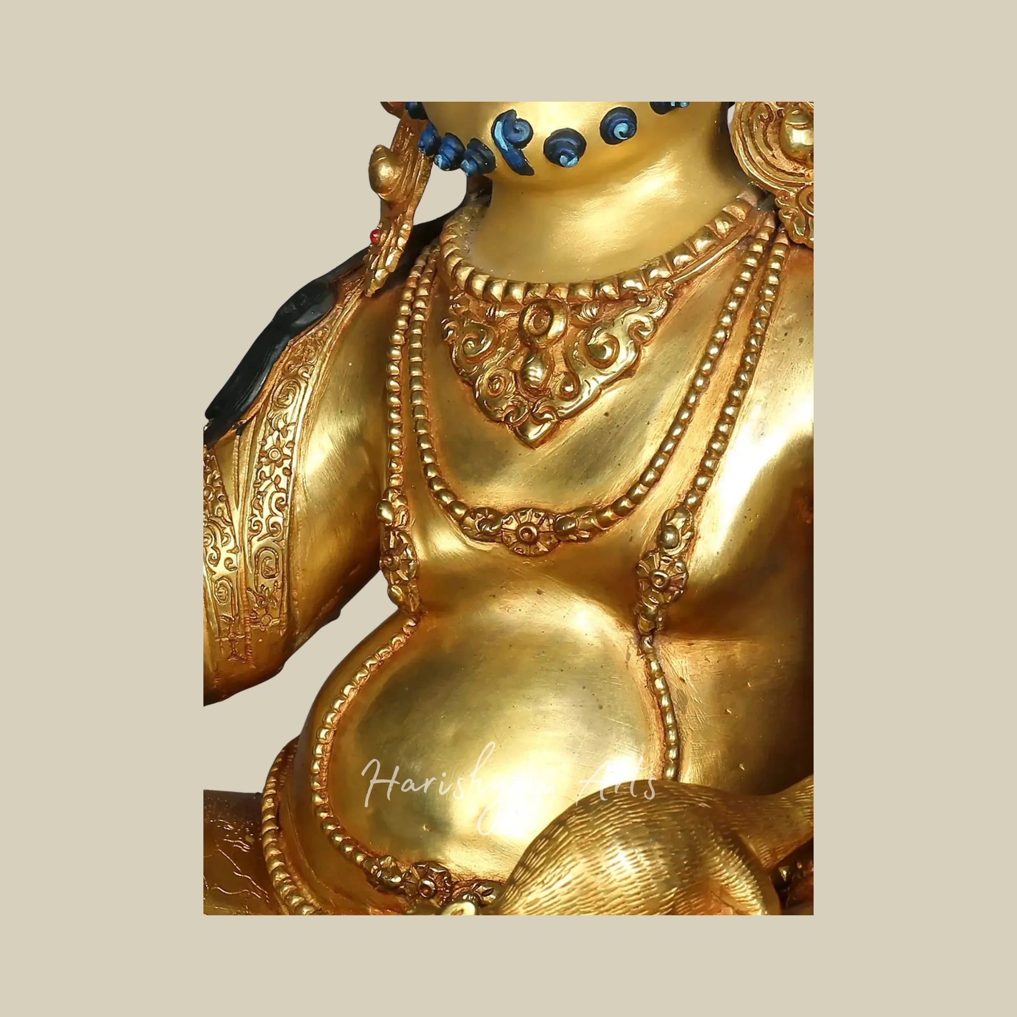 16" Seated Kubera Wealth Deity on Pedestal Handmade in Nepal
