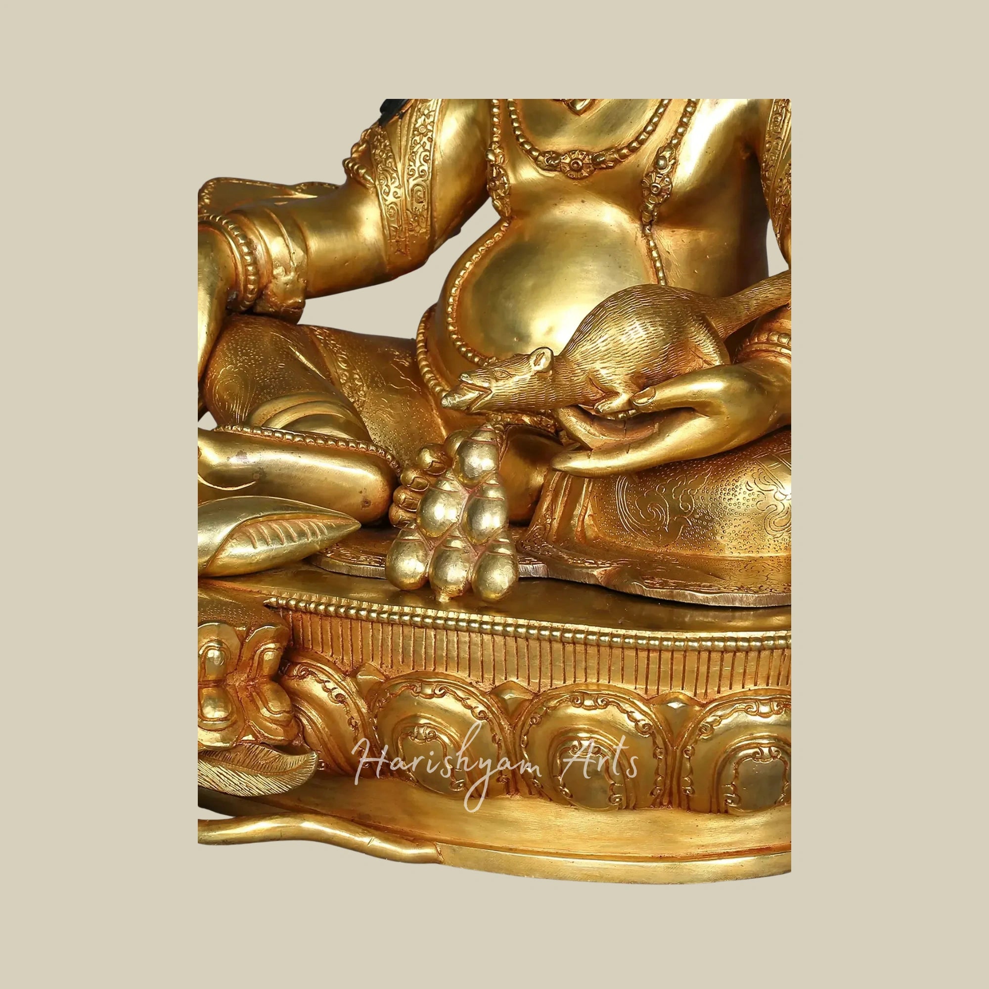 16" Seated Kubera Wealth Deity on Pedestal Handmade in Nepal