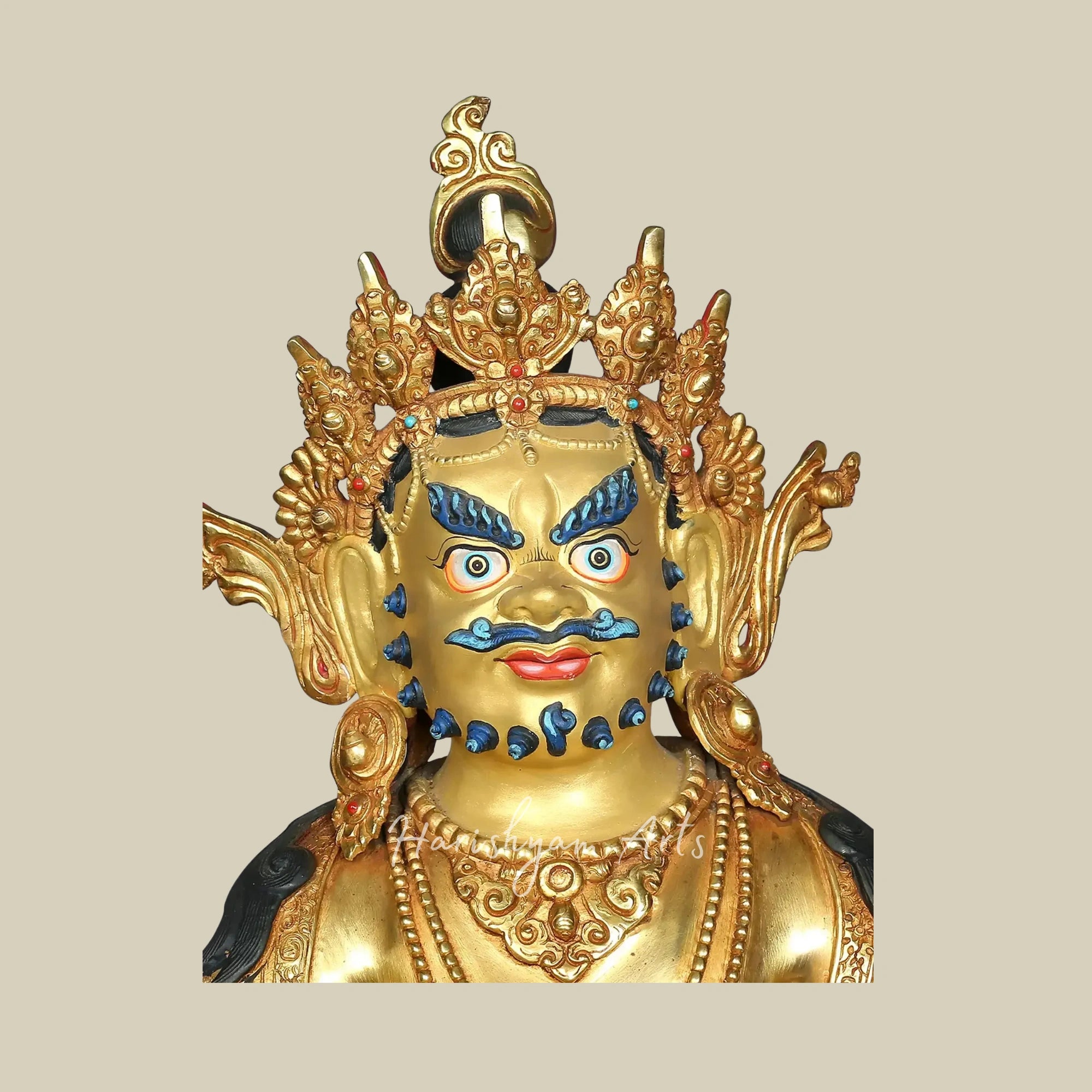 16" Seated Kubera Wealth Deity on Pedestal Handmade in Nepal