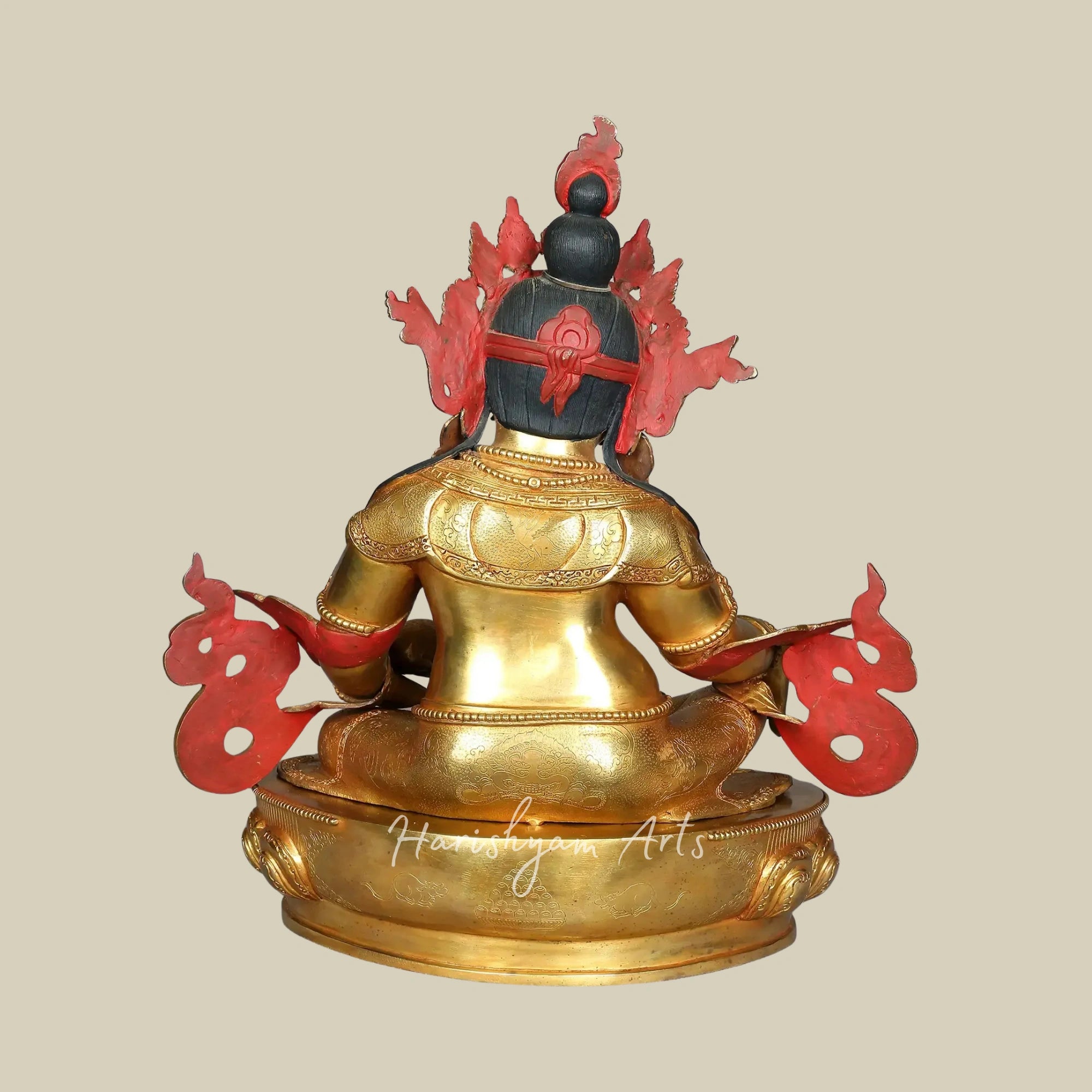 16" Seated Kubera Wealth Deity on Pedestal Handmade in Nepal