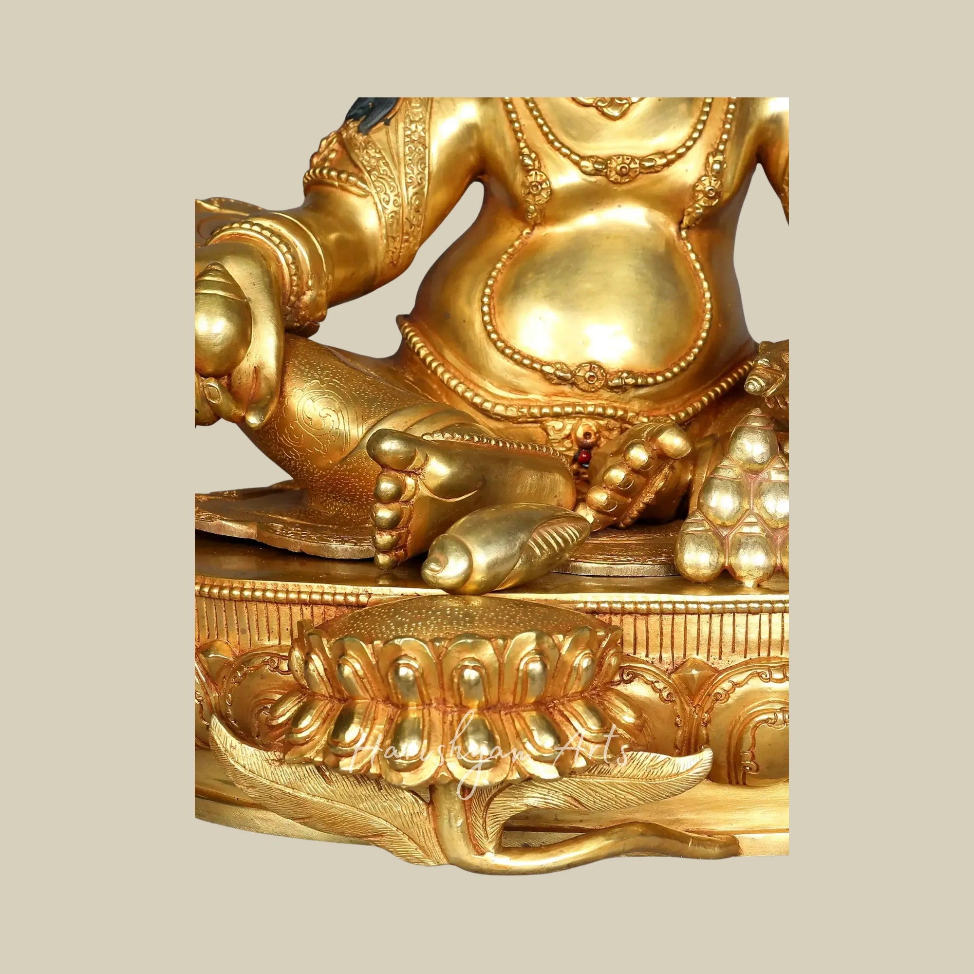 16" Seated Kubera Wealth Deity on Pedestal Handmade in Nepal