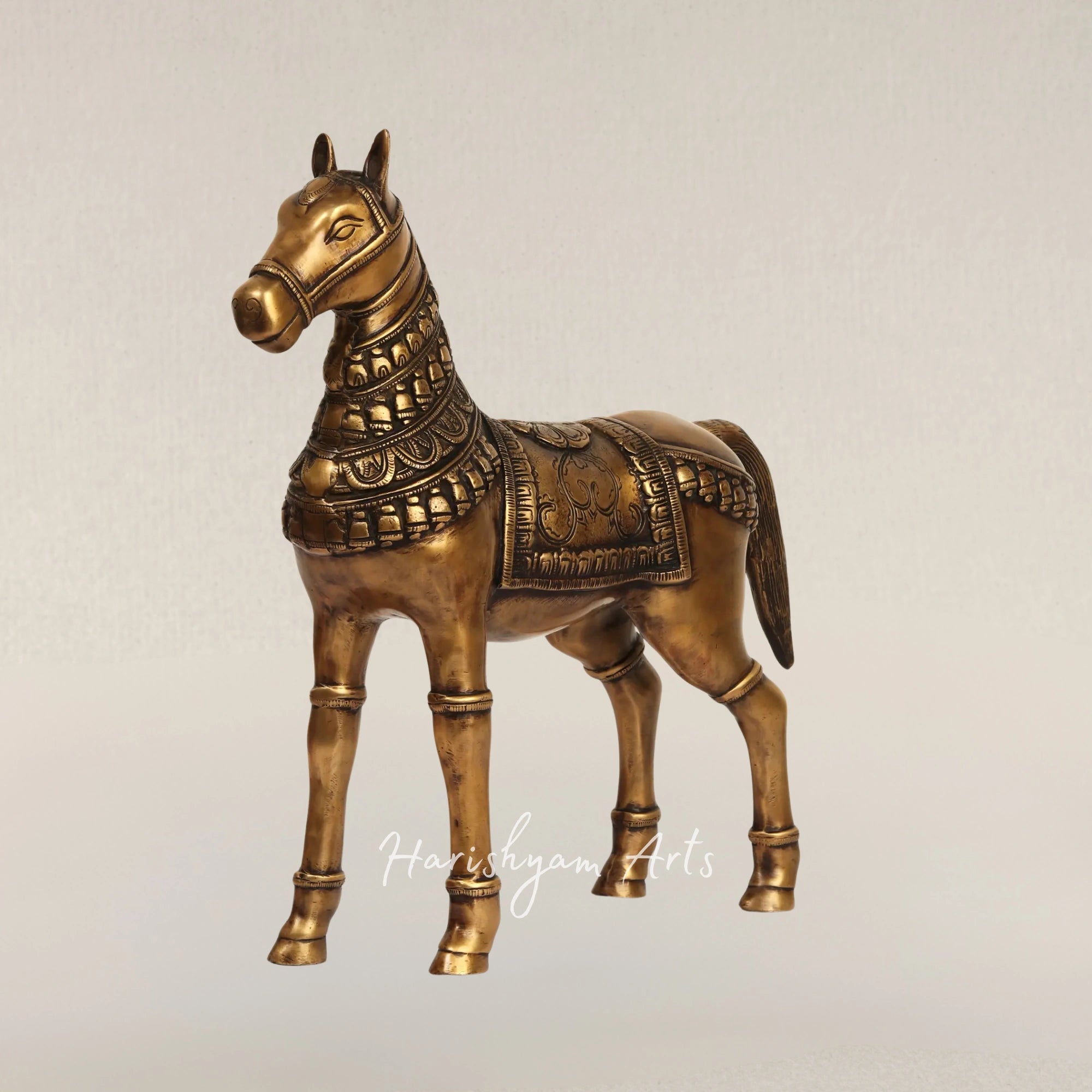 16" Timeless Decorative Brass Horse Figurine for Home and Office Decor