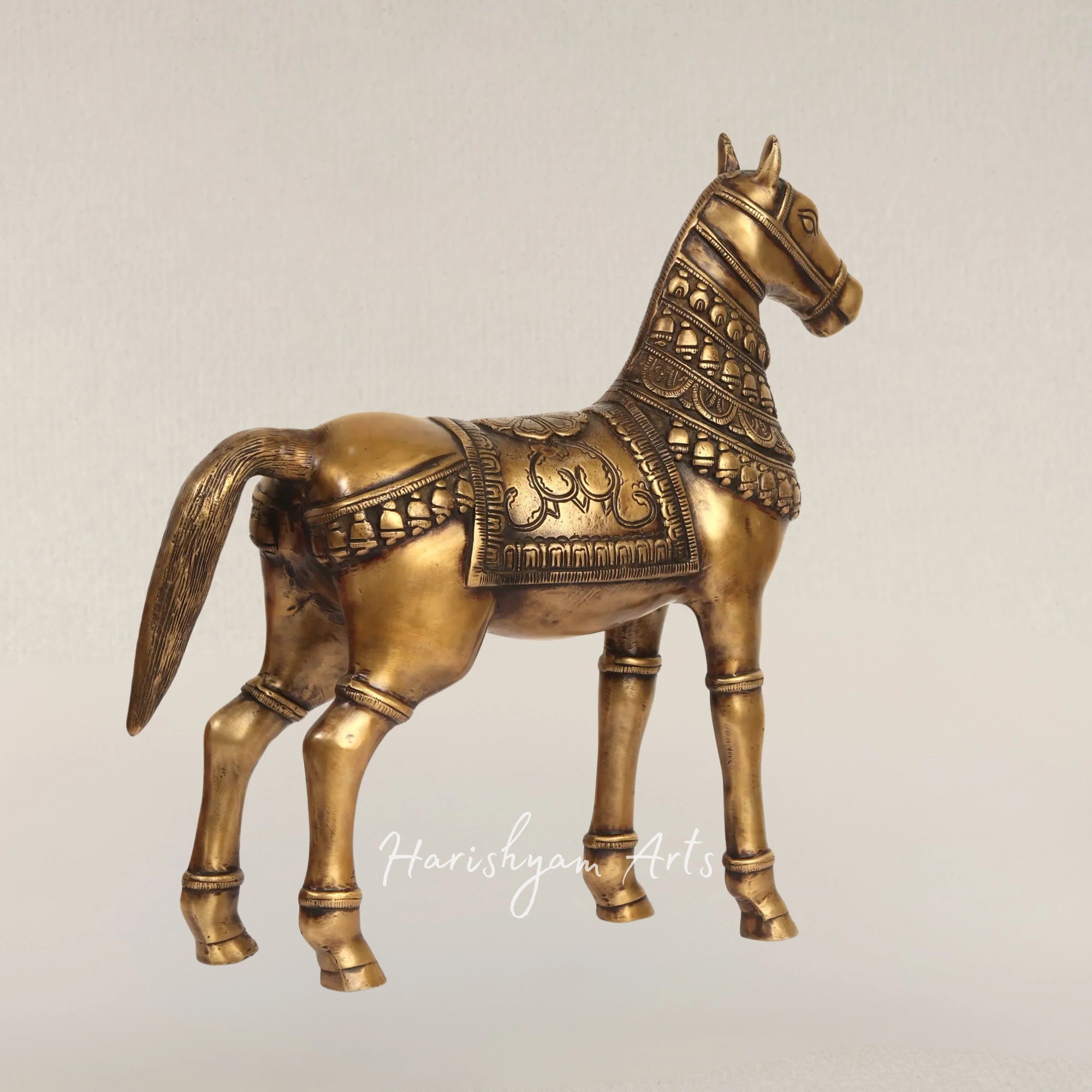 16" Timeless Decorative Brass Horse Figurine for Home and Office Decor