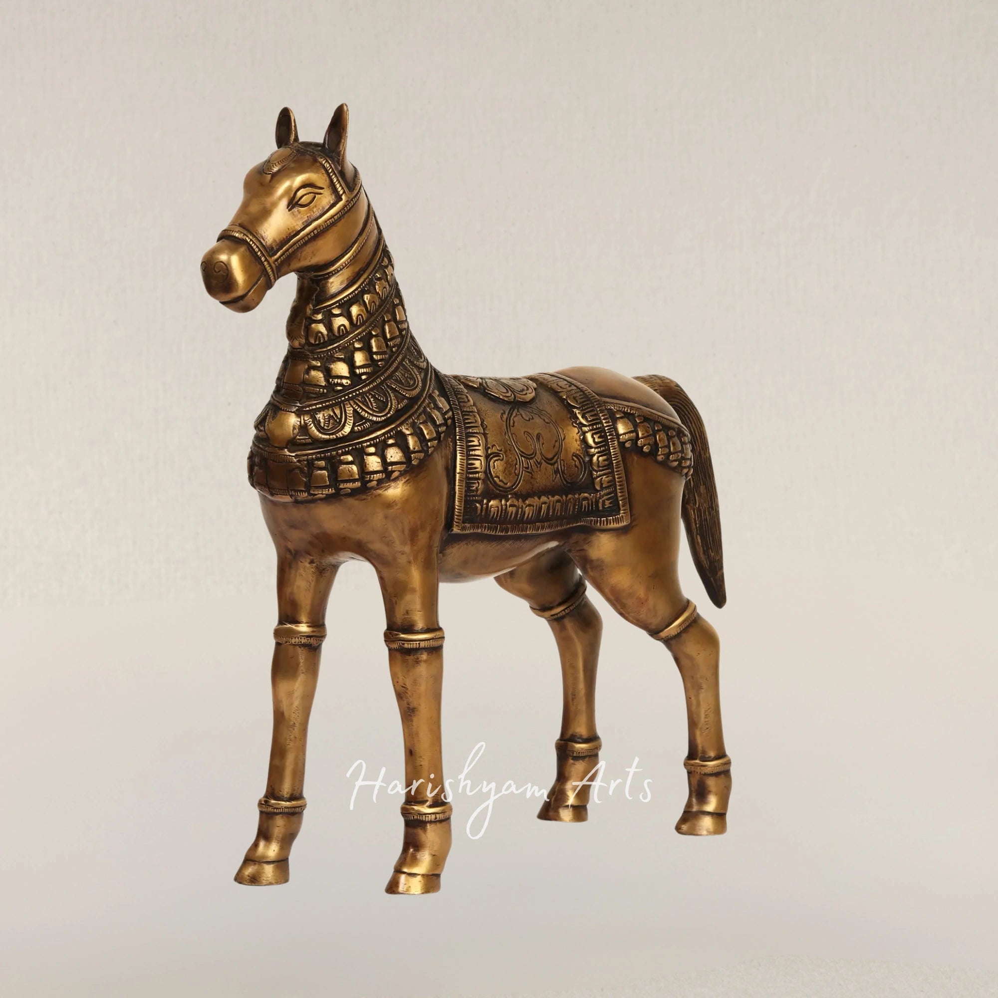16" Timeless Decorative Brass Horse Figurine for Home and Office Decor