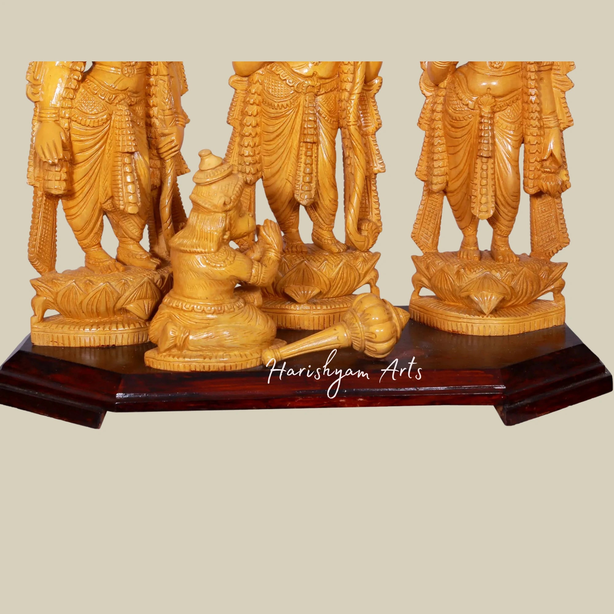 16" Traditional Wooden Ram Darbar Figurine Hindu God Carving Statue2