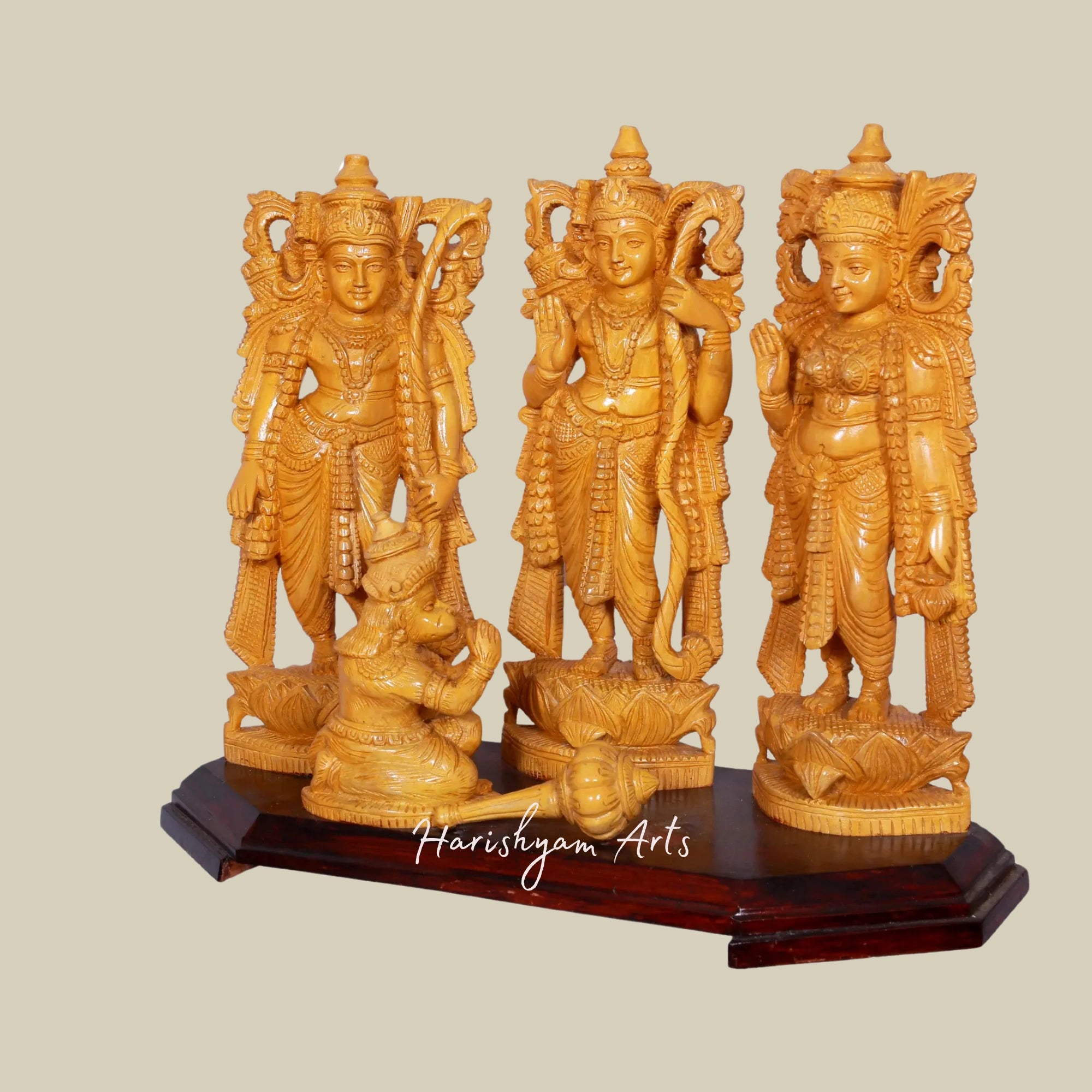 16" Traditional Wooden Ram Darbar Figurine Hindu God Carving Statue3