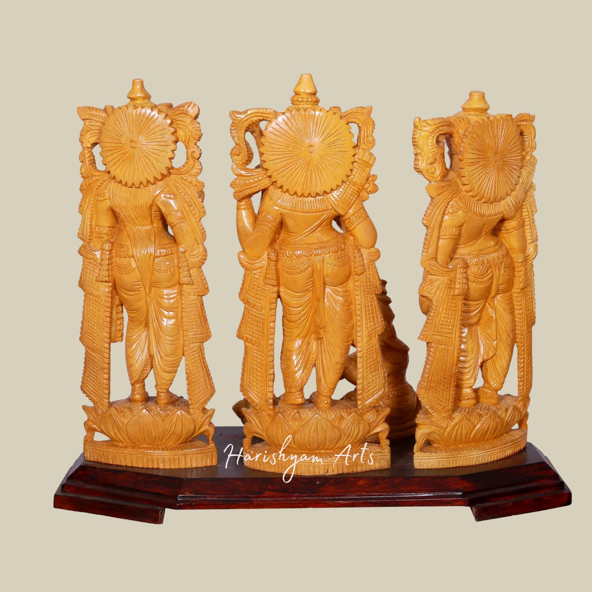 16" Traditional Wooden Ram Darbar Figurine Hindu God Carving Statue5