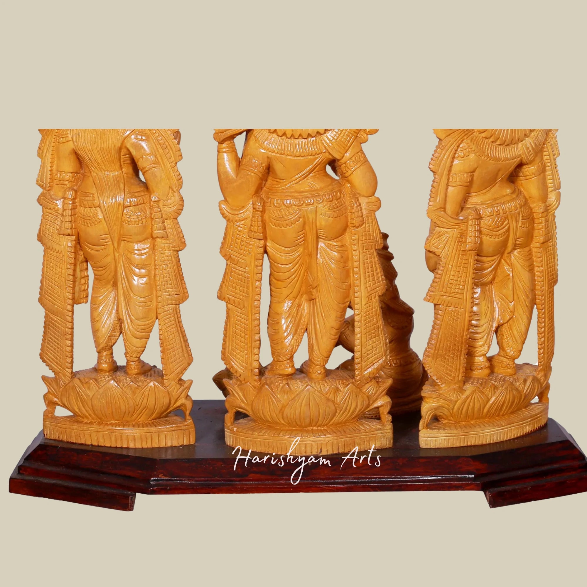 16" Traditional Wooden Ram Darbar Figurine Hindu God Carving Statue6