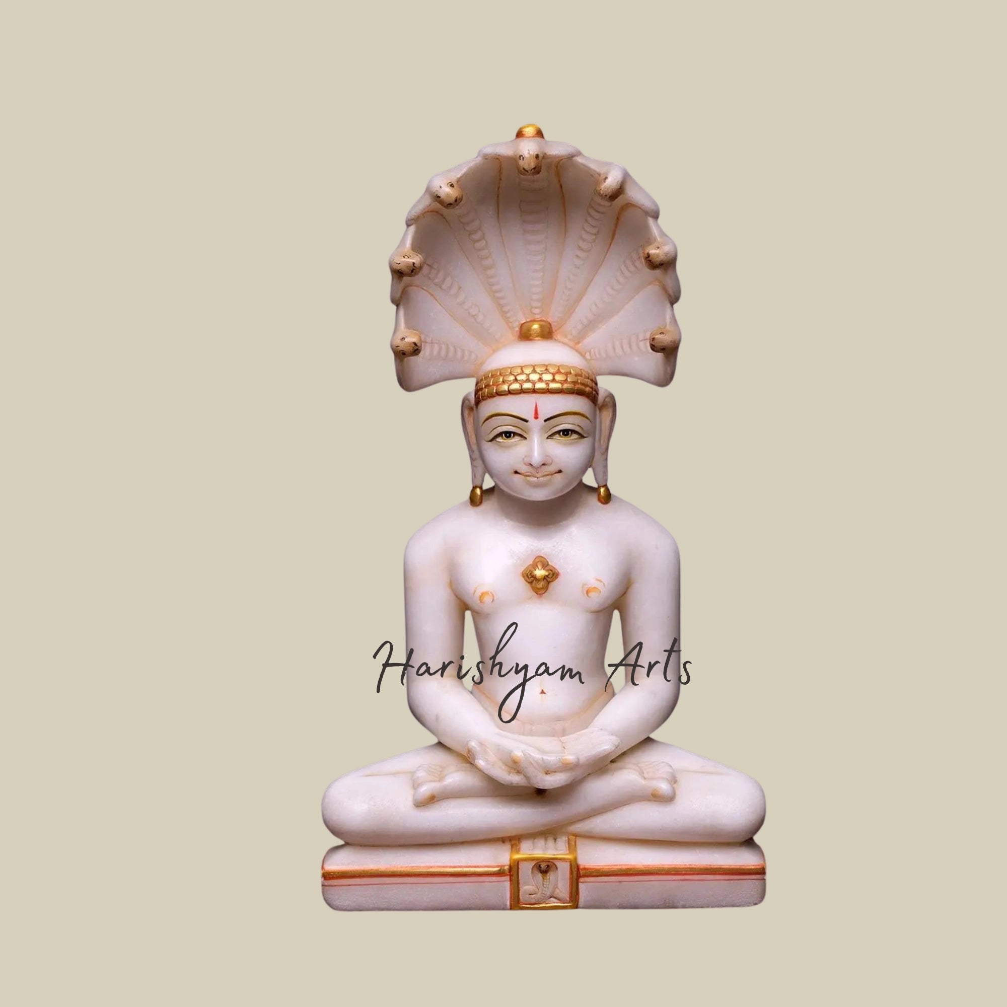 16" Marble Parshwanath Moorti for Home Temple