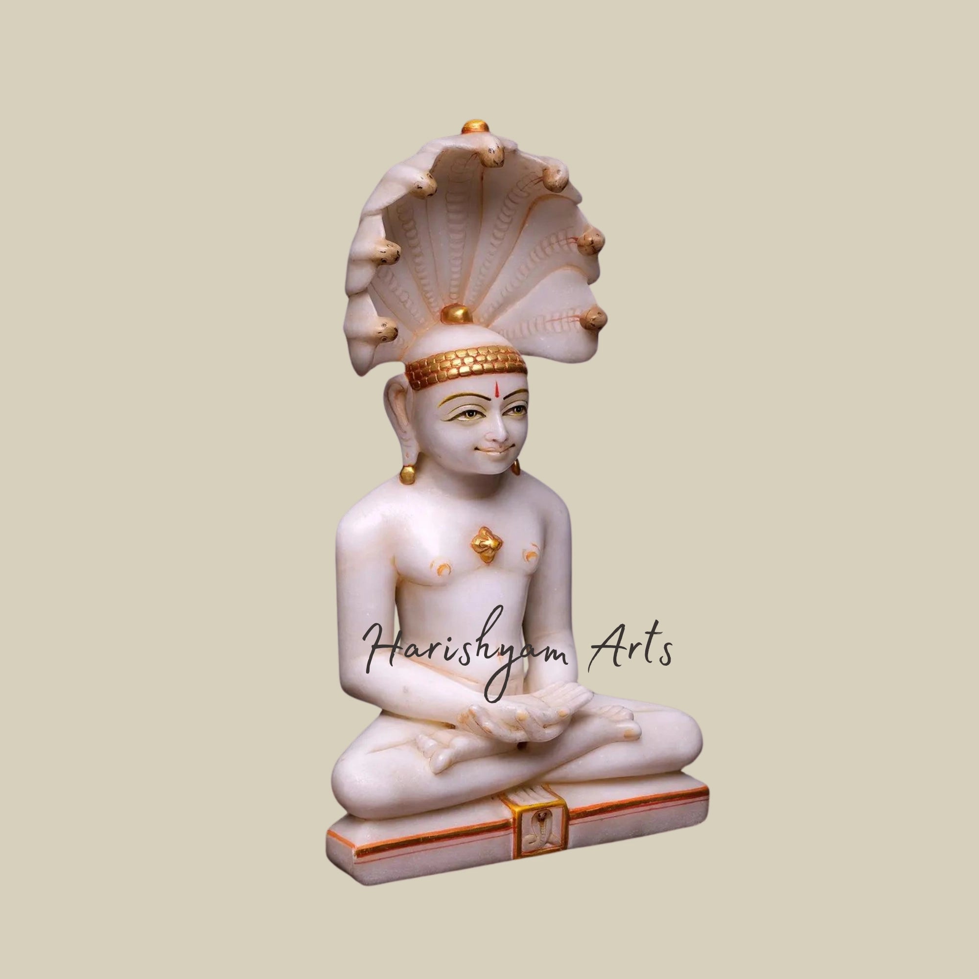 16" Marble Parshwanath Moorti for Home Temple1