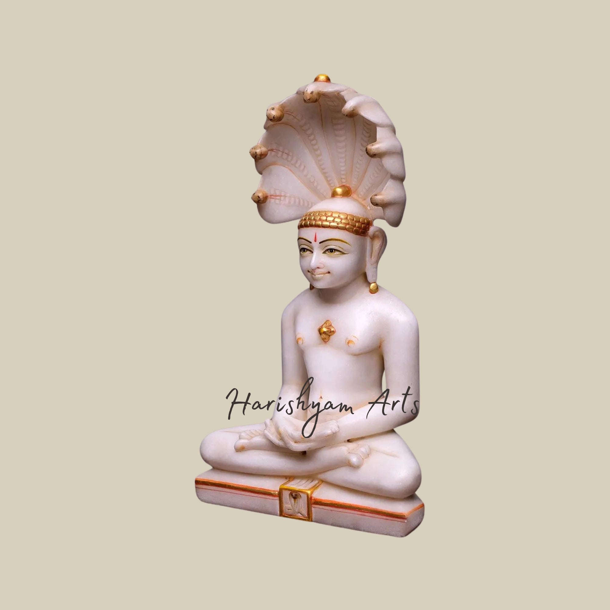 16" Marble Parshwanath Moorti for Home Temple3