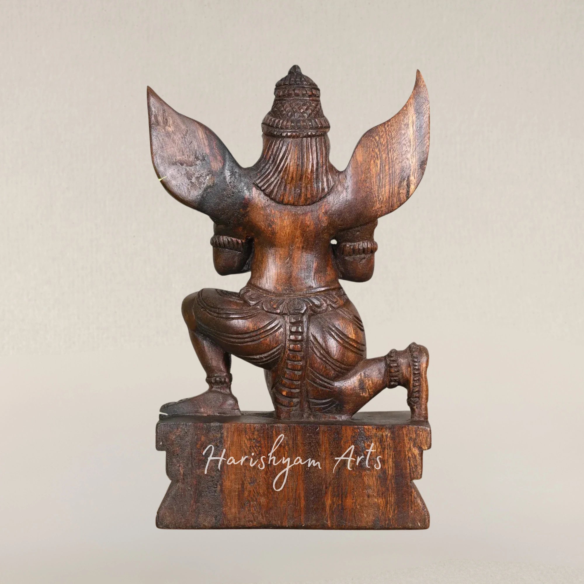 17" Artisan Carved Garuda Figure Crafted from Natural Wood