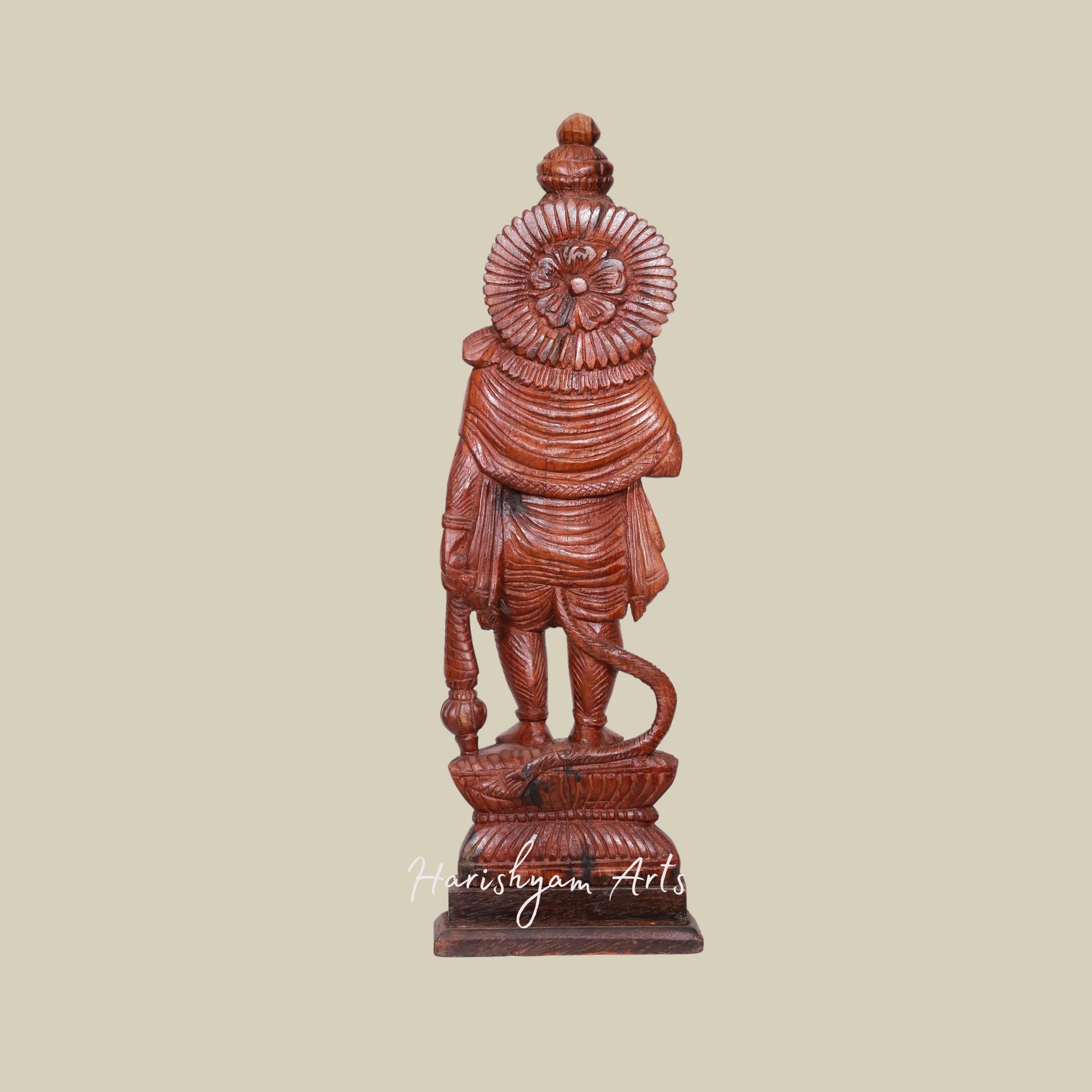 17" Ashirvad Mudra Vayuputra Hanuman Majestic Standing Wood Sculpture6